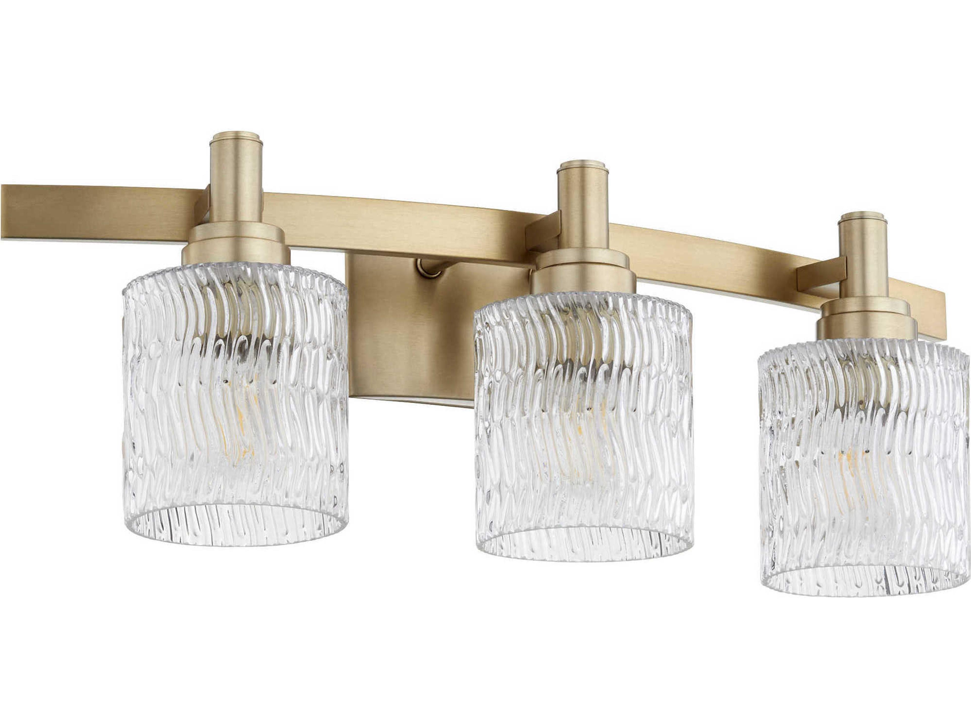 Stadium 3-Light Aged Brass Glass Vanity Light