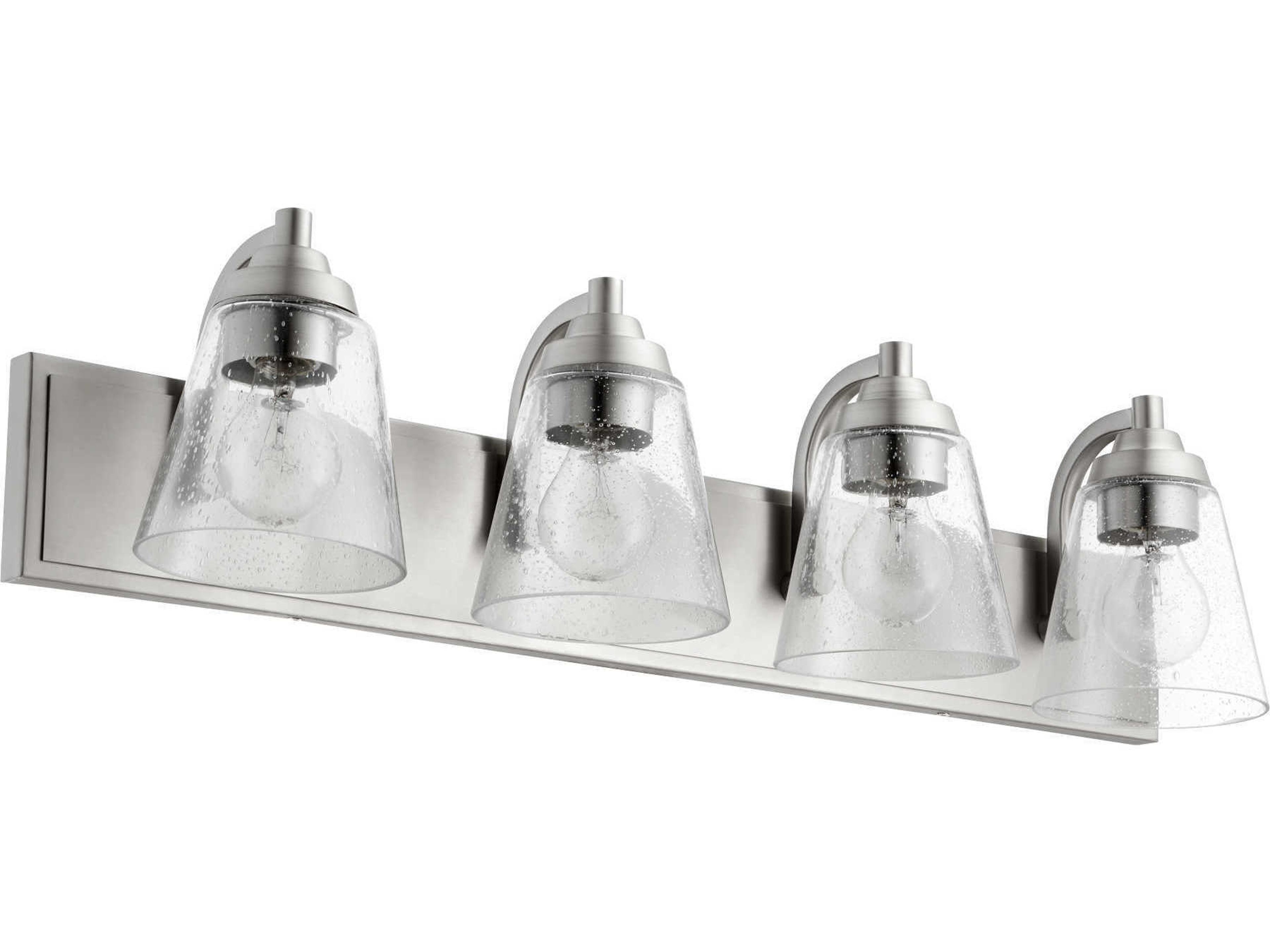 4-Light Satin Nickel Glass Vanity Light