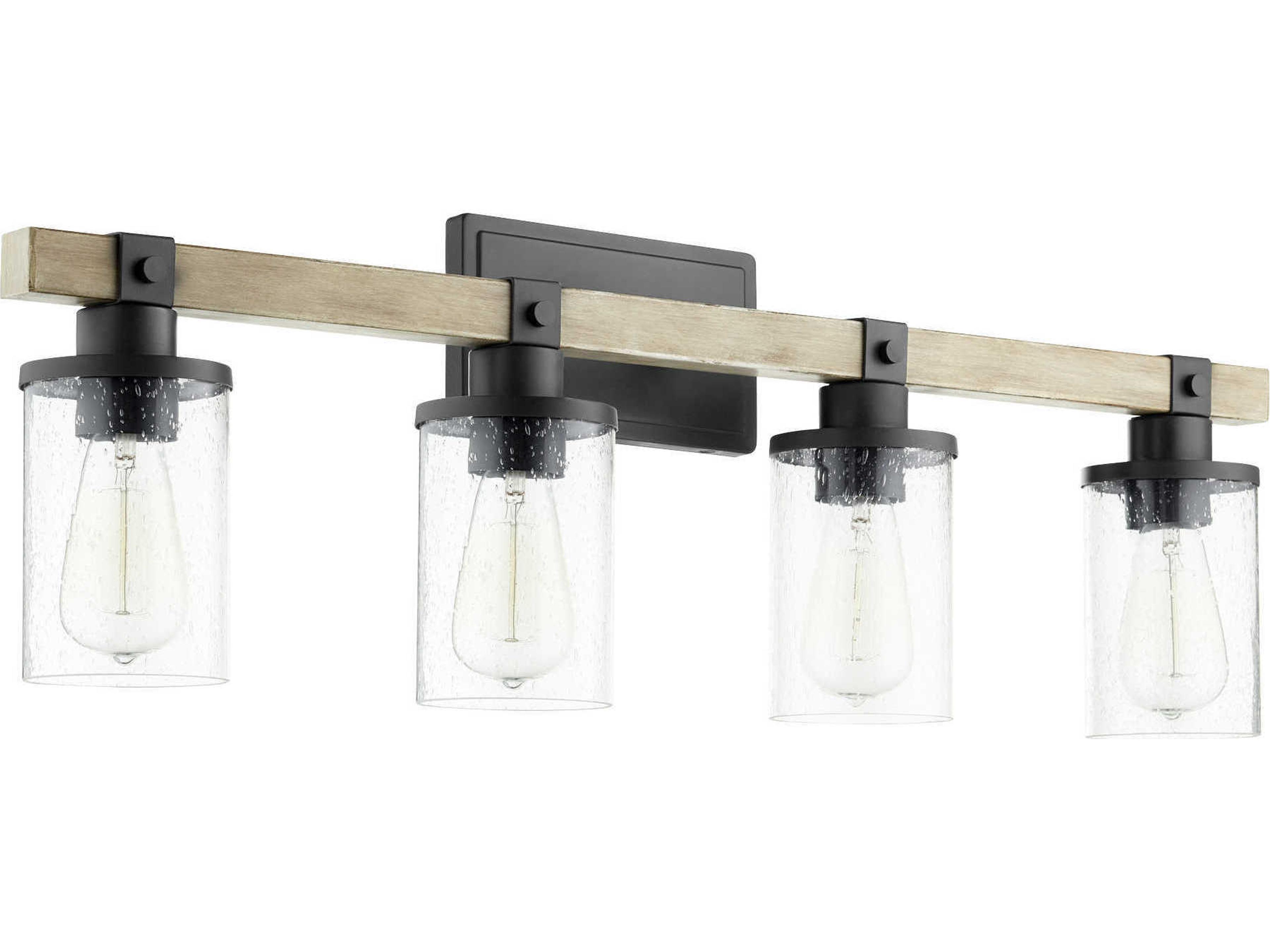 Quorum Alpine 4-Light Noir Driftwood Black Glass Vanity Light