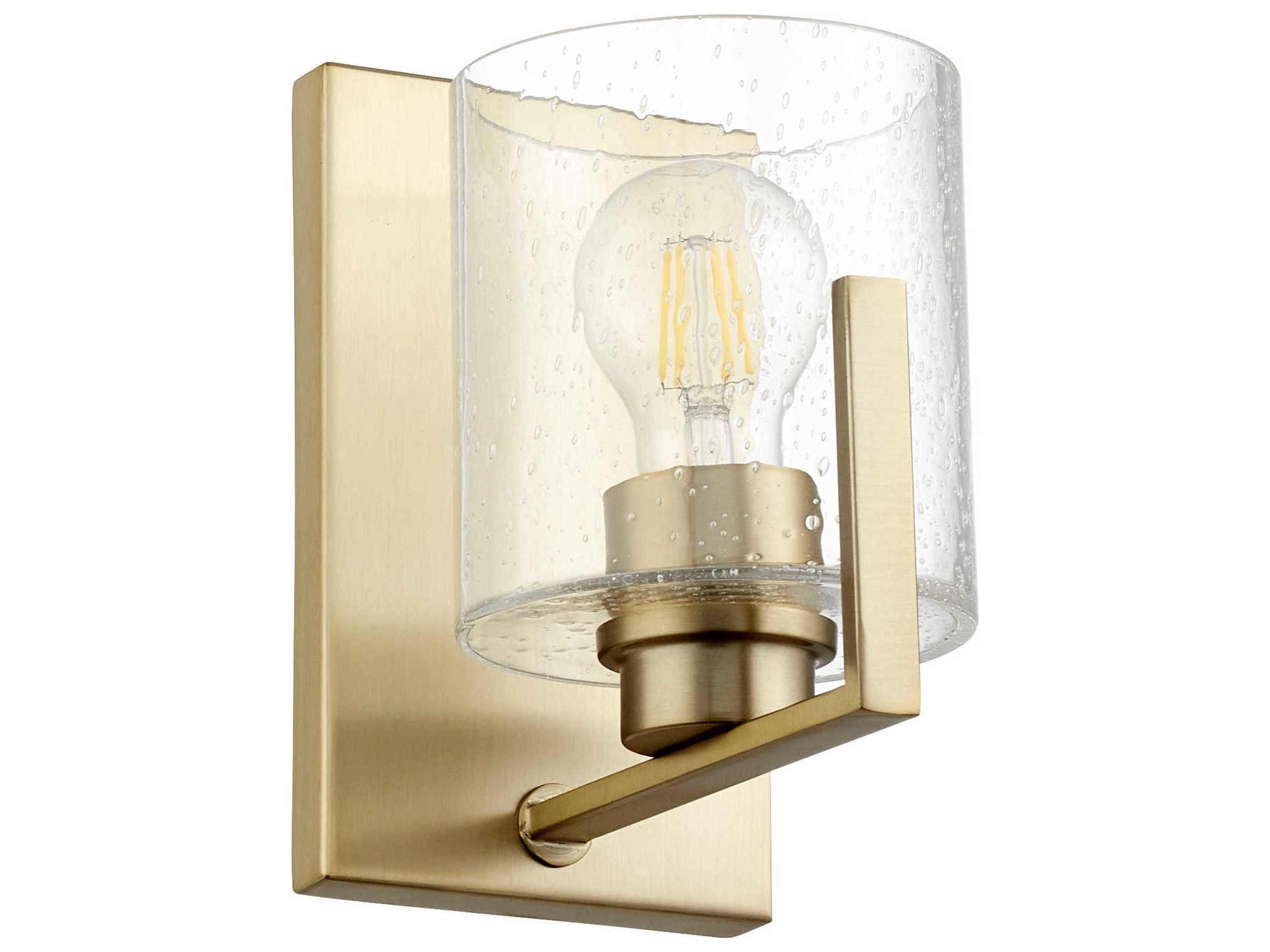 1-Light Aged Brass Glass Wall Sconce