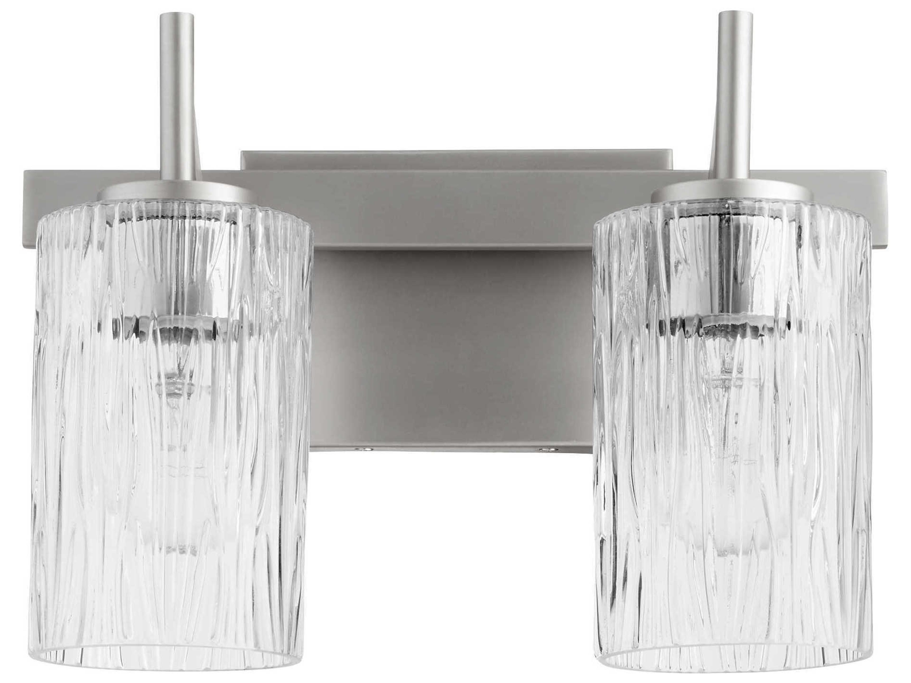 2-Light Satin Nickel Glass Vanity Light