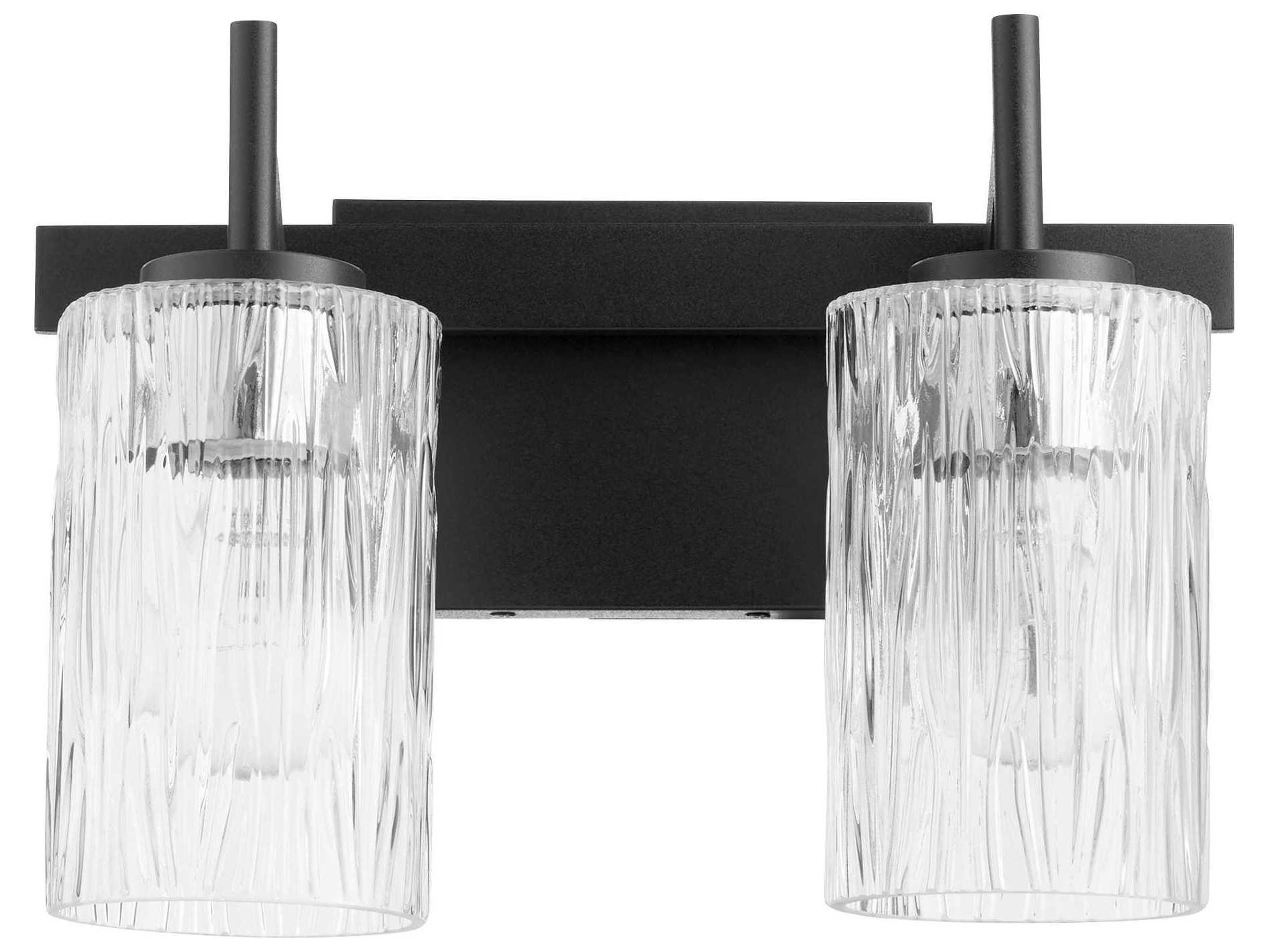 2-Light Noir Black Glass Vanity Light
