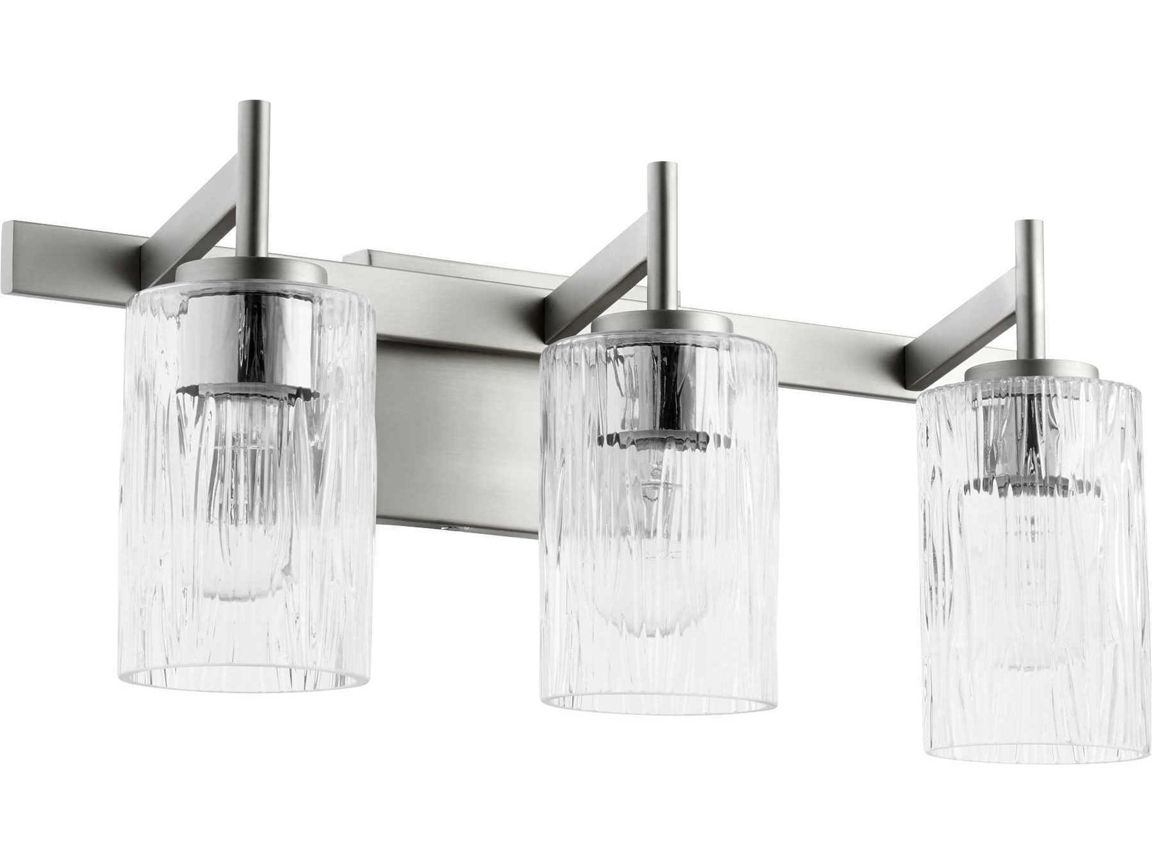 3-Light Satin Nickel Glass Vanity Light