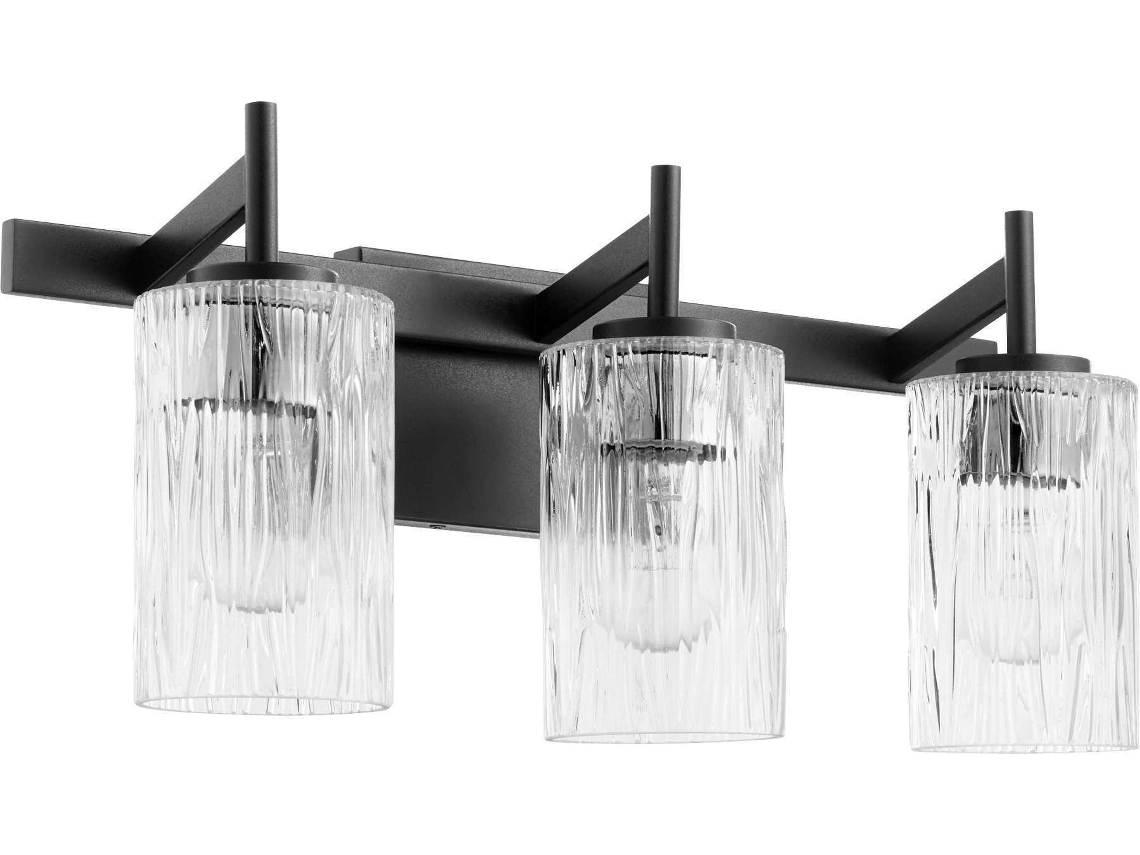 3-Light Noir Black Glass Vanity Light