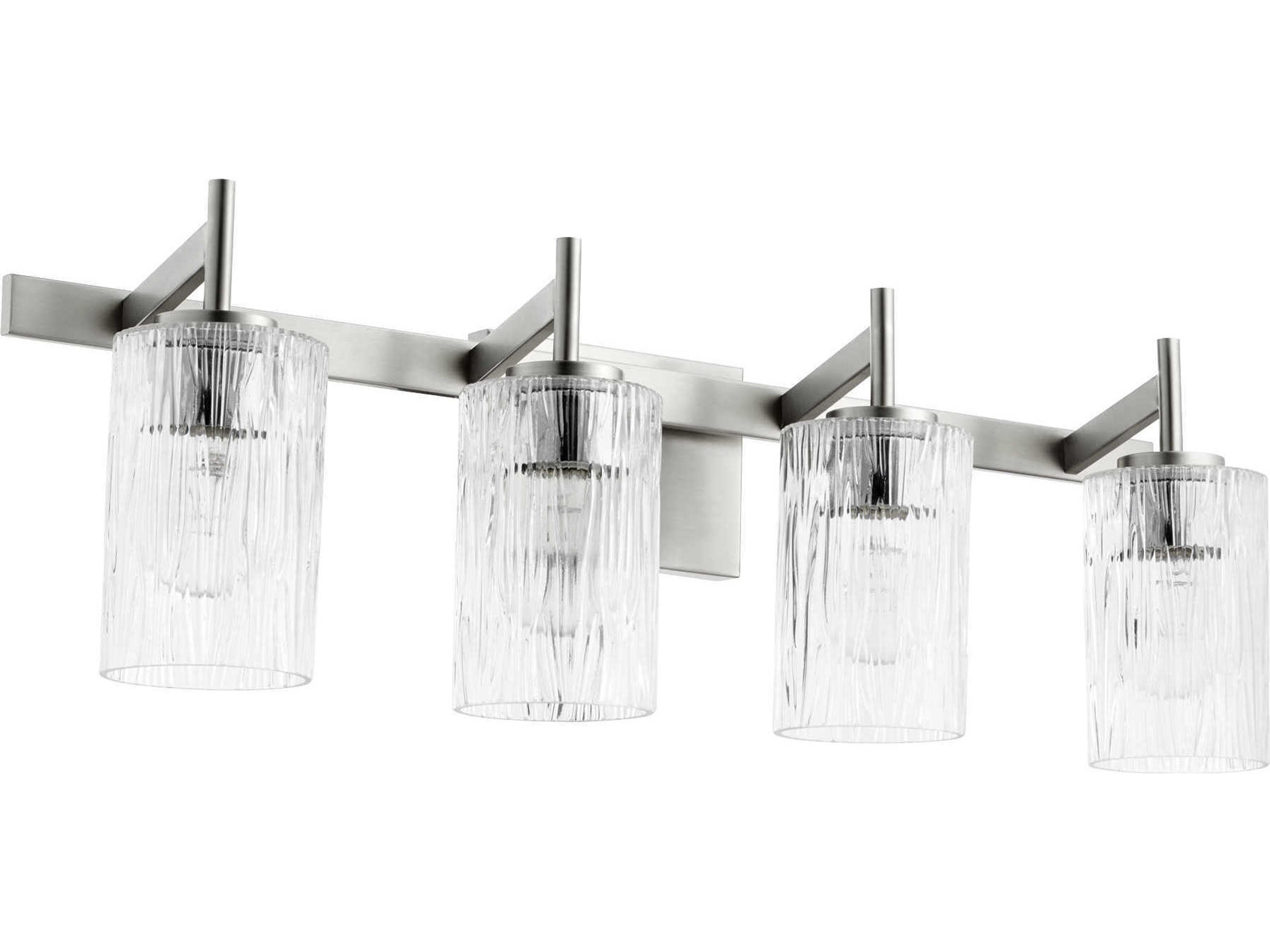 4-Light Satin Nickel Glass Vanity Light
