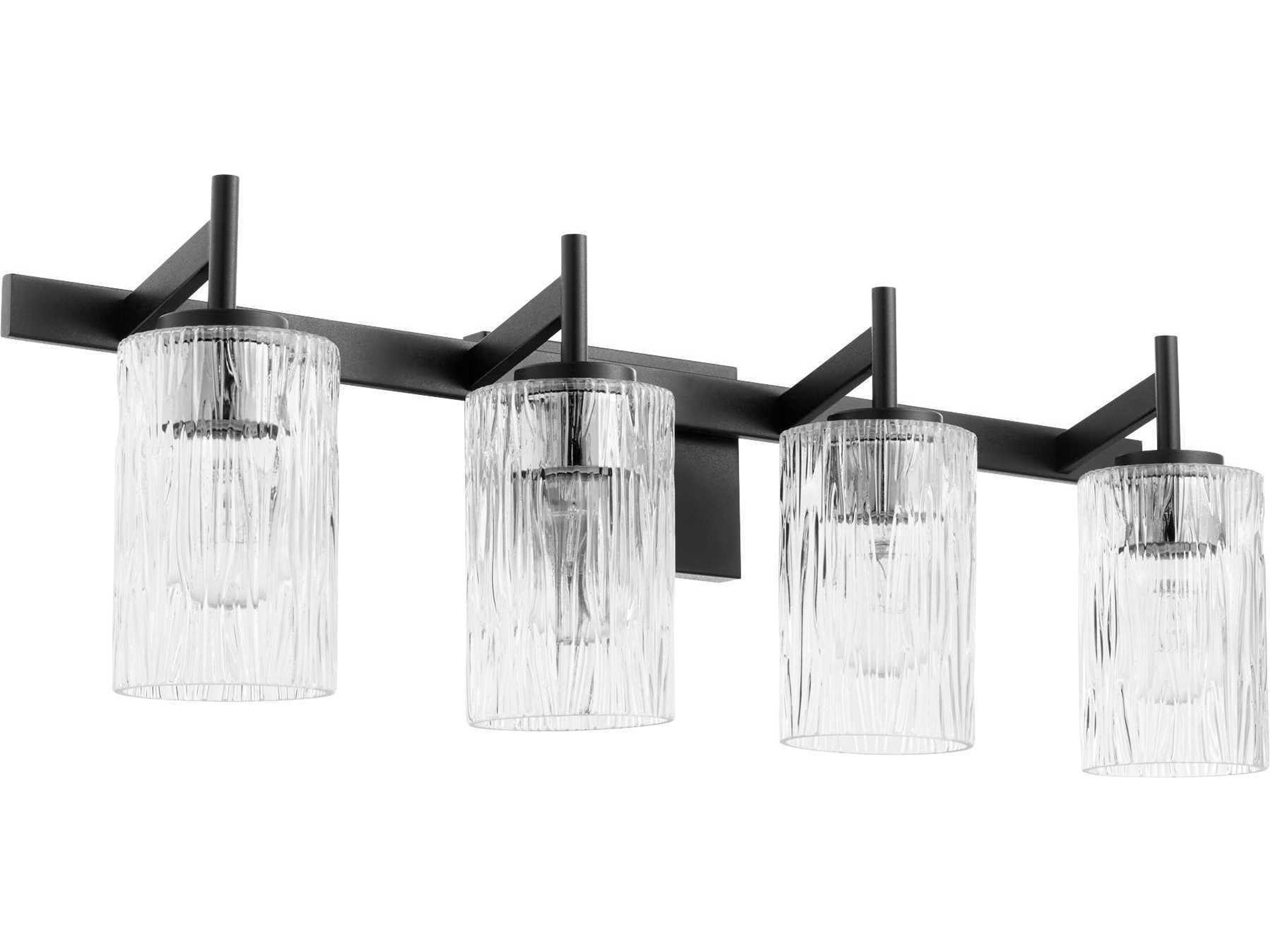 4-Light Noir Black Glass Vanity Light