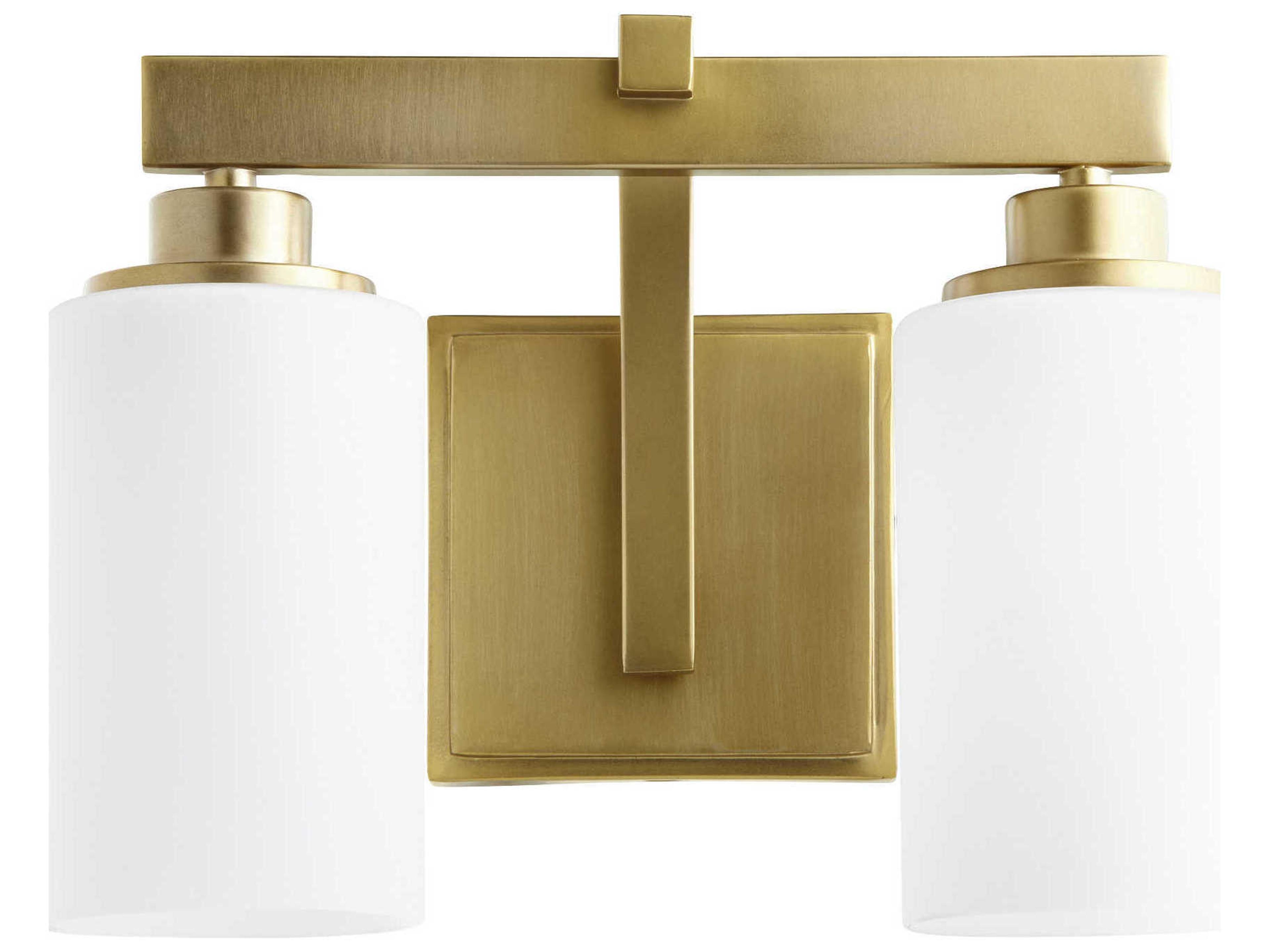 Lancaster 2-Light Aged Brass Glass Vanity Light