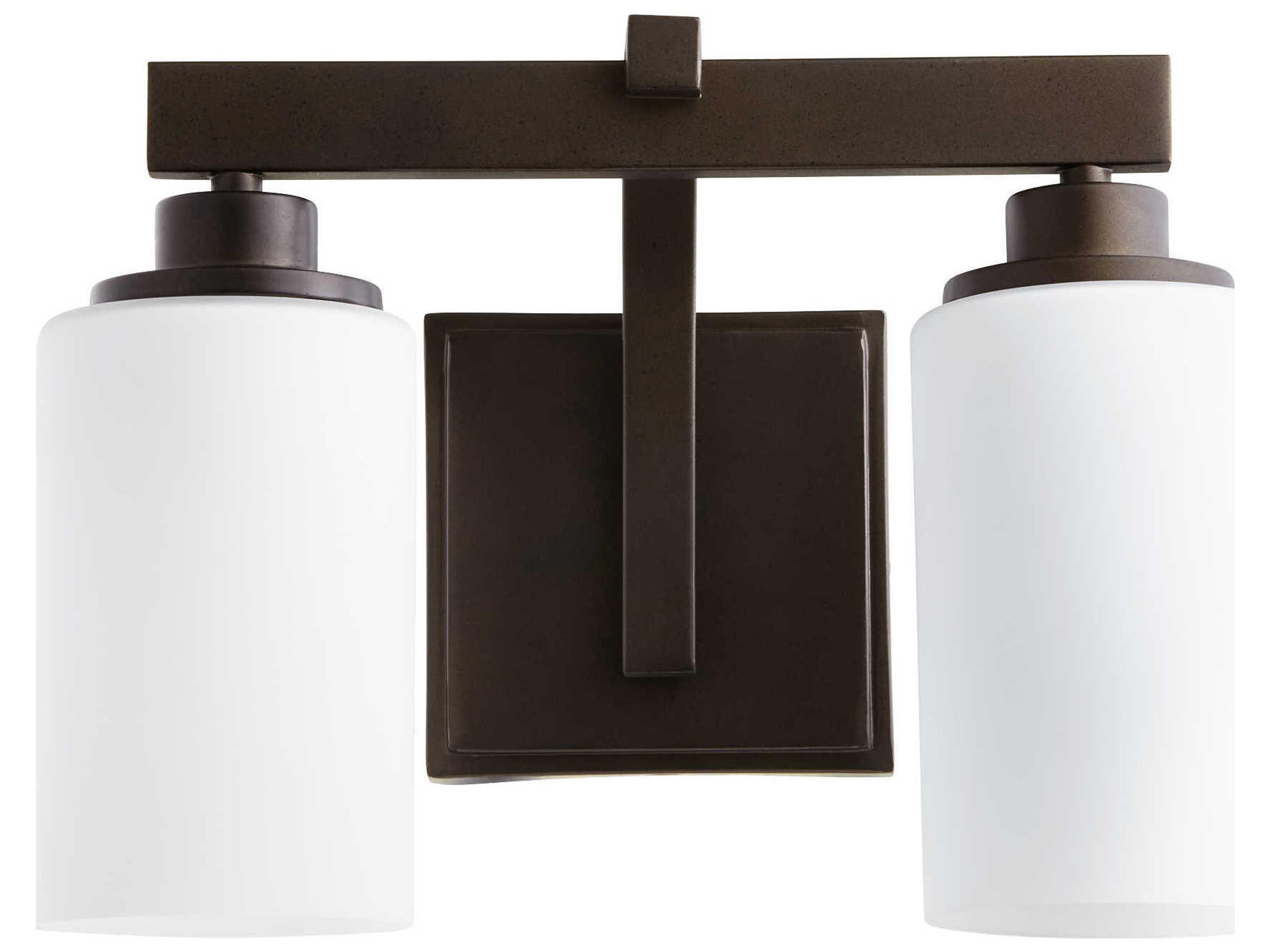 Lancaster 2-Light Oiled Bronze Glass Vanity Light