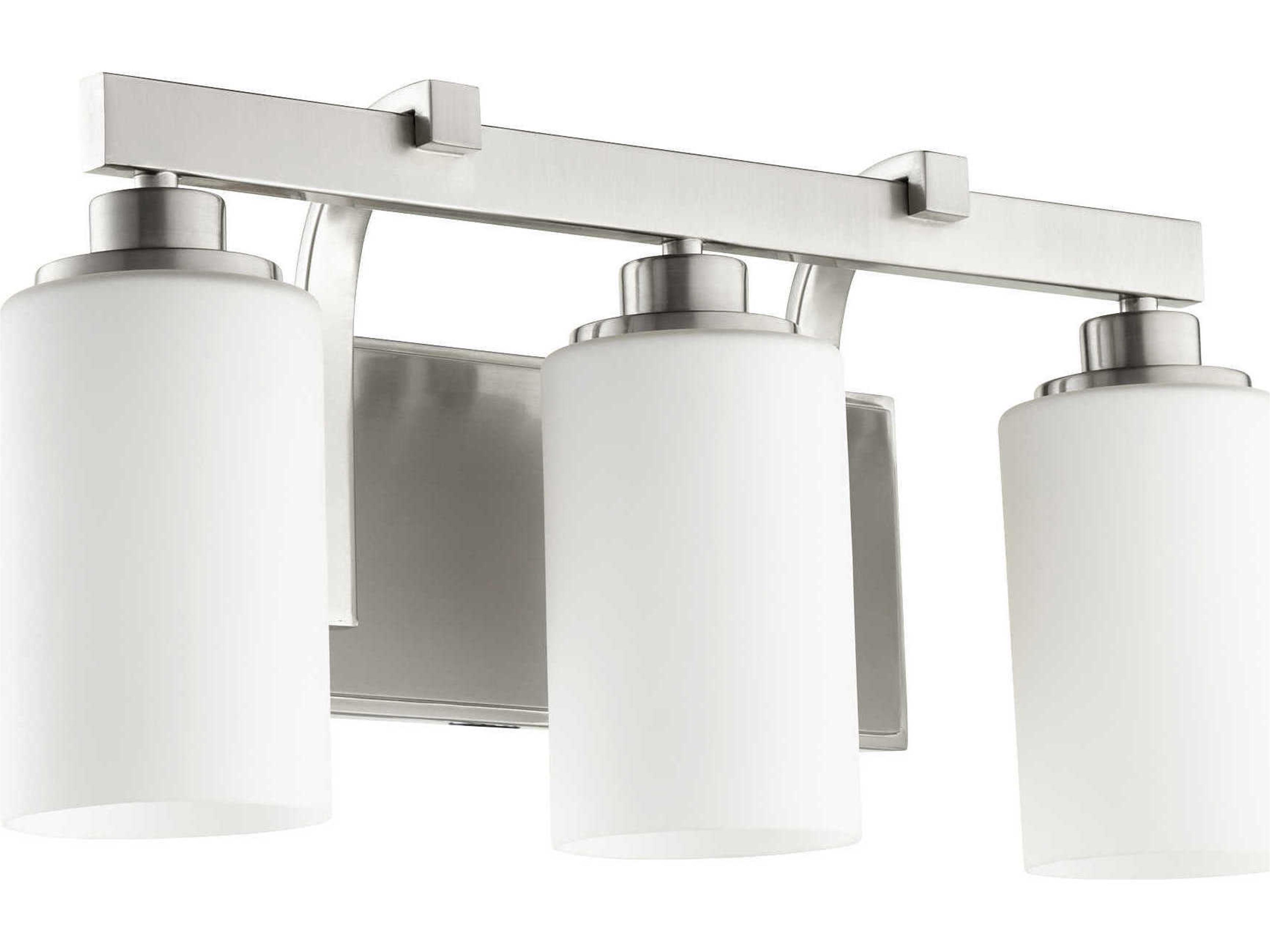 Lancaster 3-Light Satin Nickel Glass Vanity Light