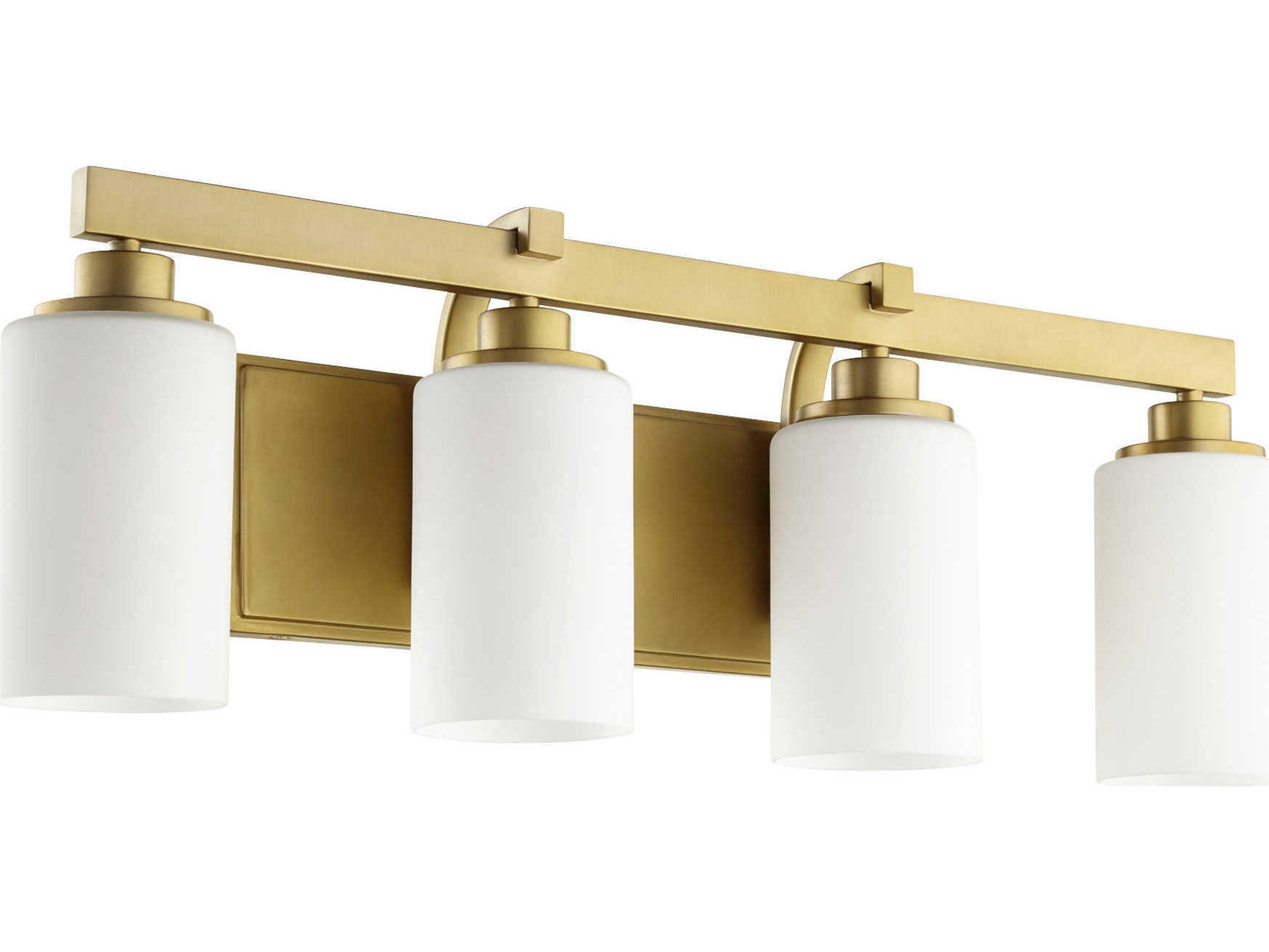 Lancaster 4-Light Aged Brass Glass Vanity Light