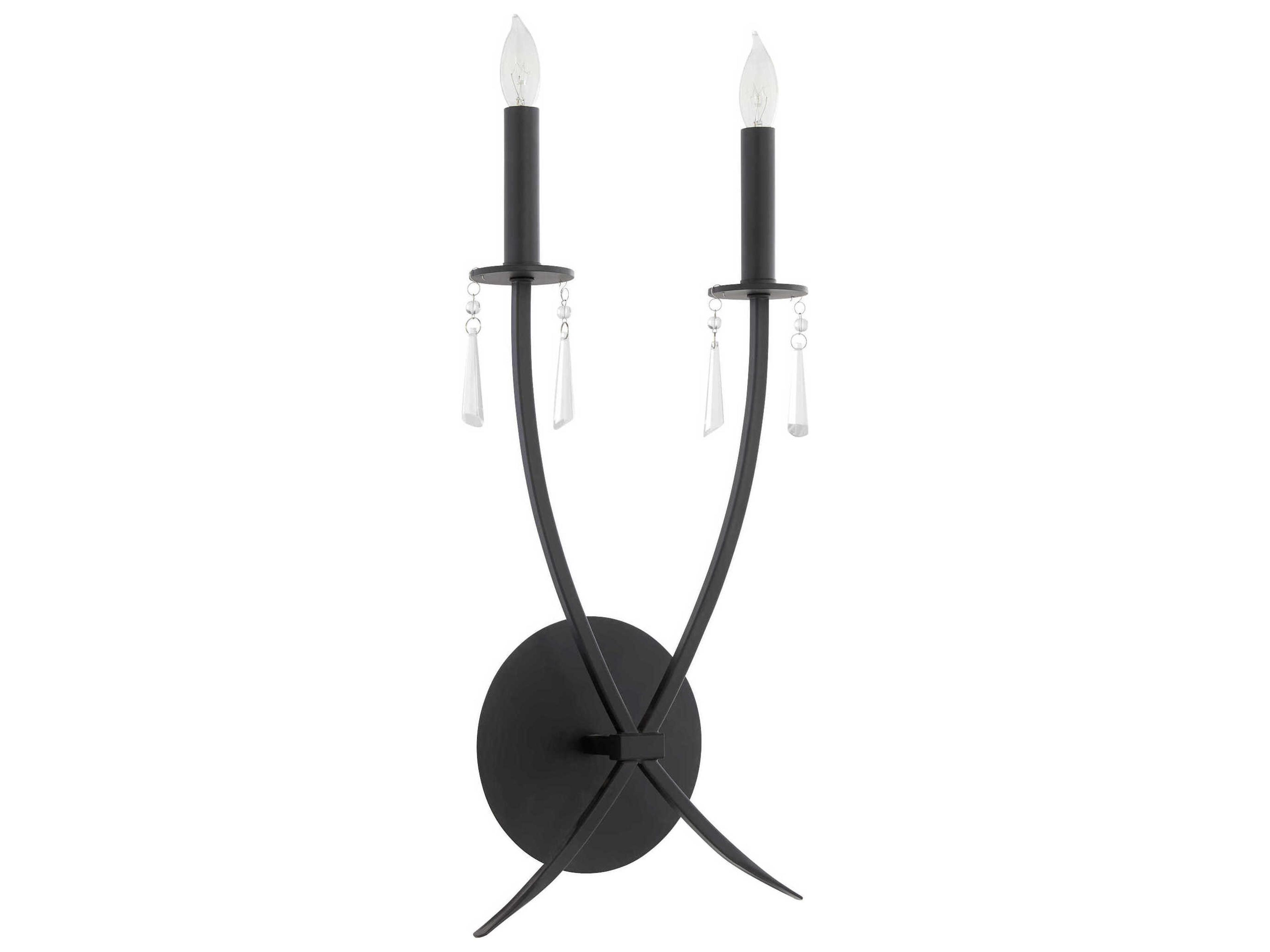 Majesty 2-Light Matte Black Vanity Light