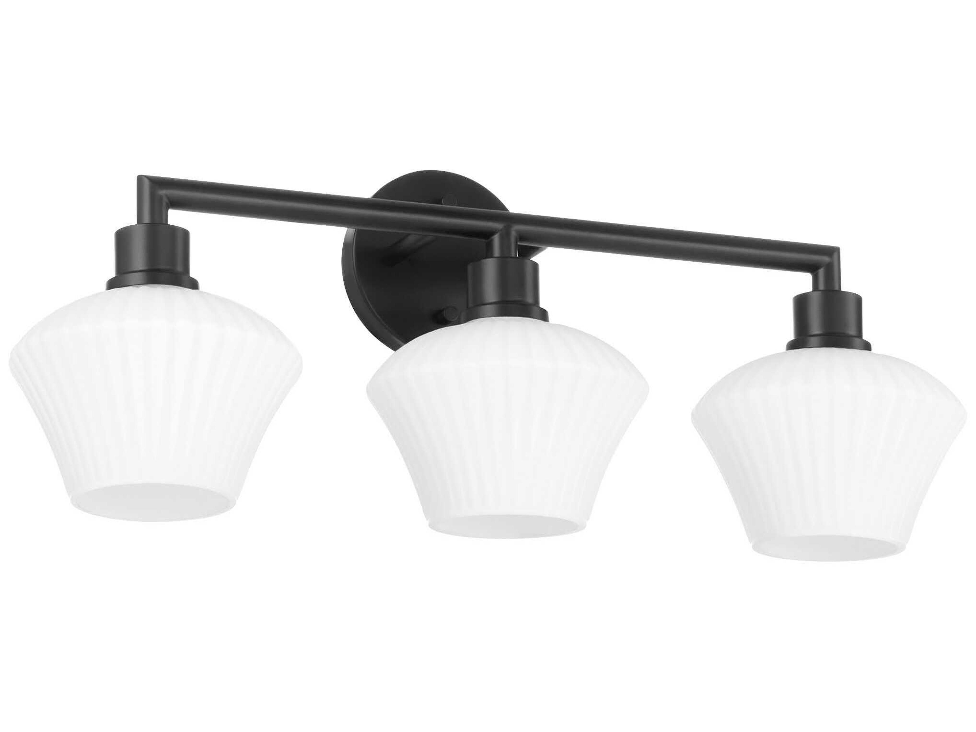 Cassini 3-Light Matte Black Vanity Light