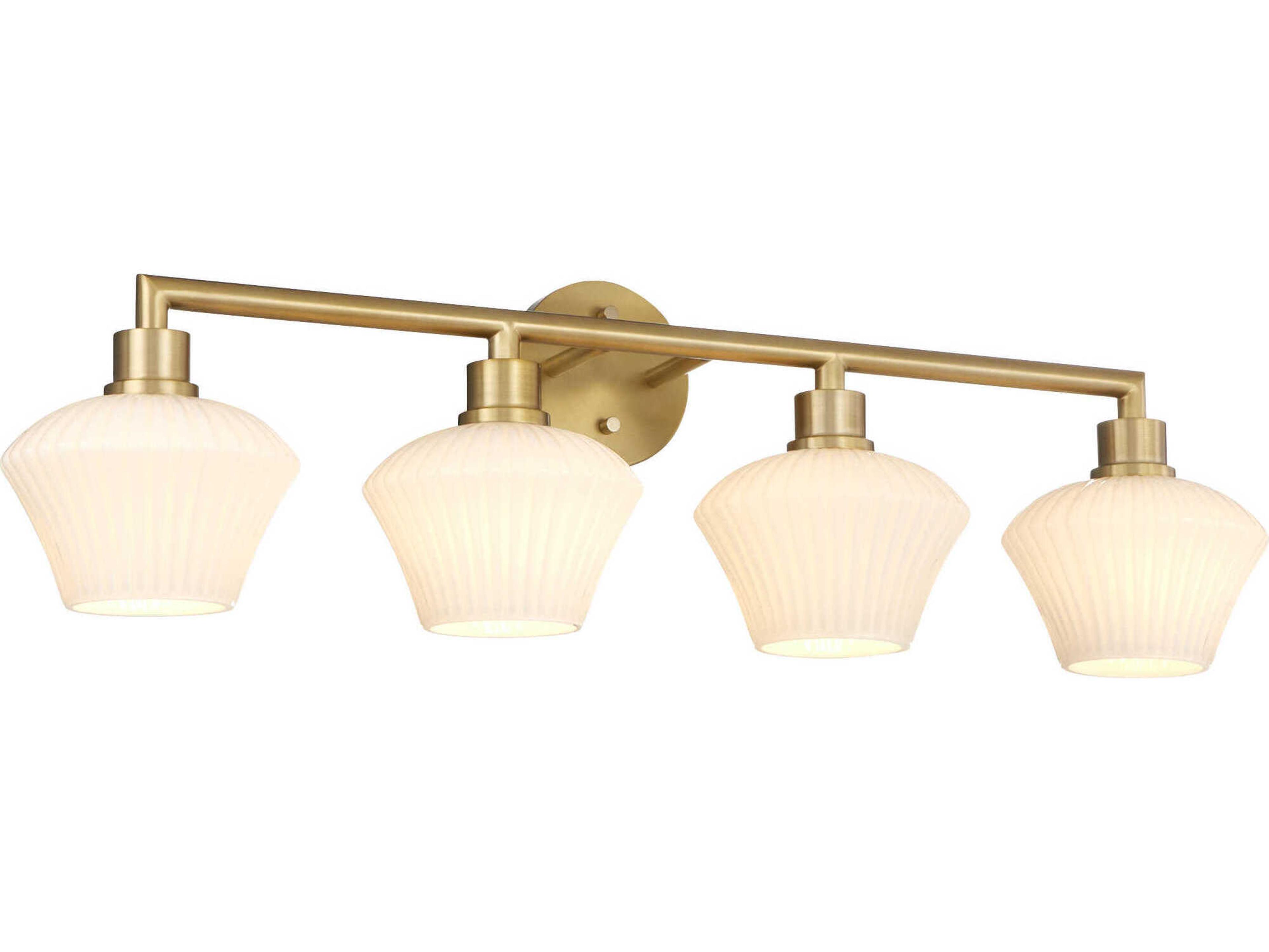 Quorum Cassini 4-Light Aged Brass Vanity Light