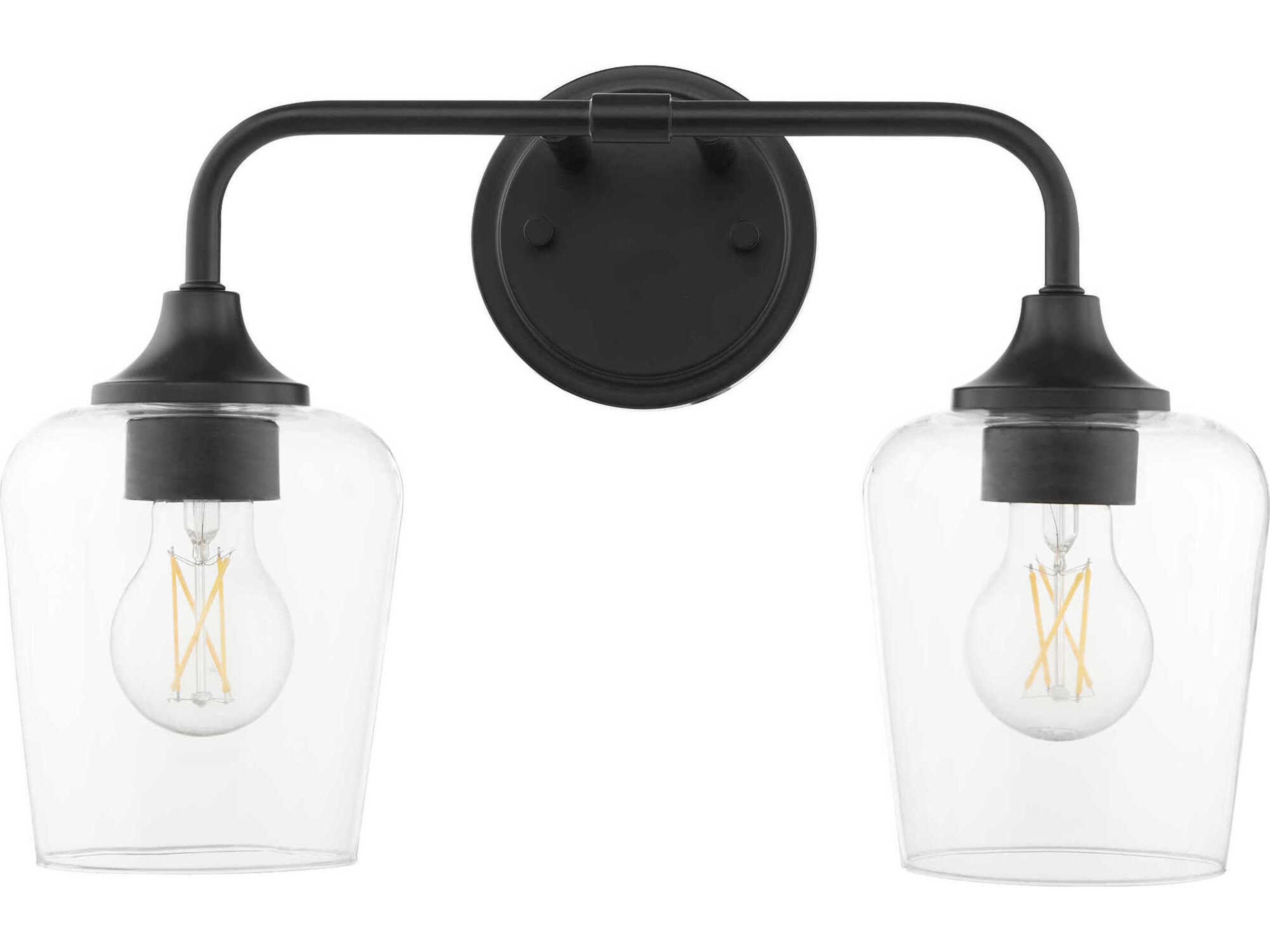 Raymond 2-Light Matte Black Vanity Light