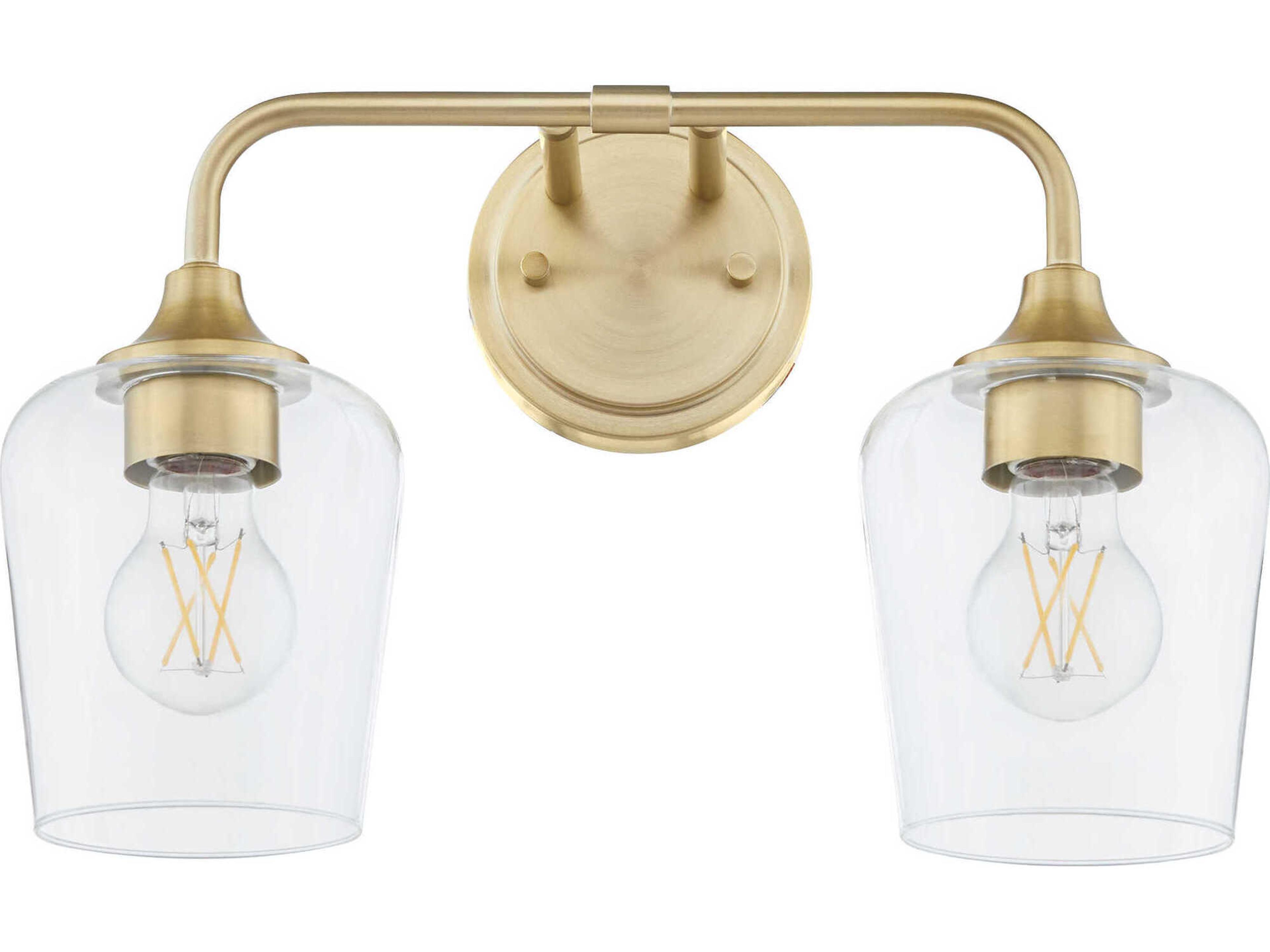 Raymond 2-Light Aged Brass Vanity Light