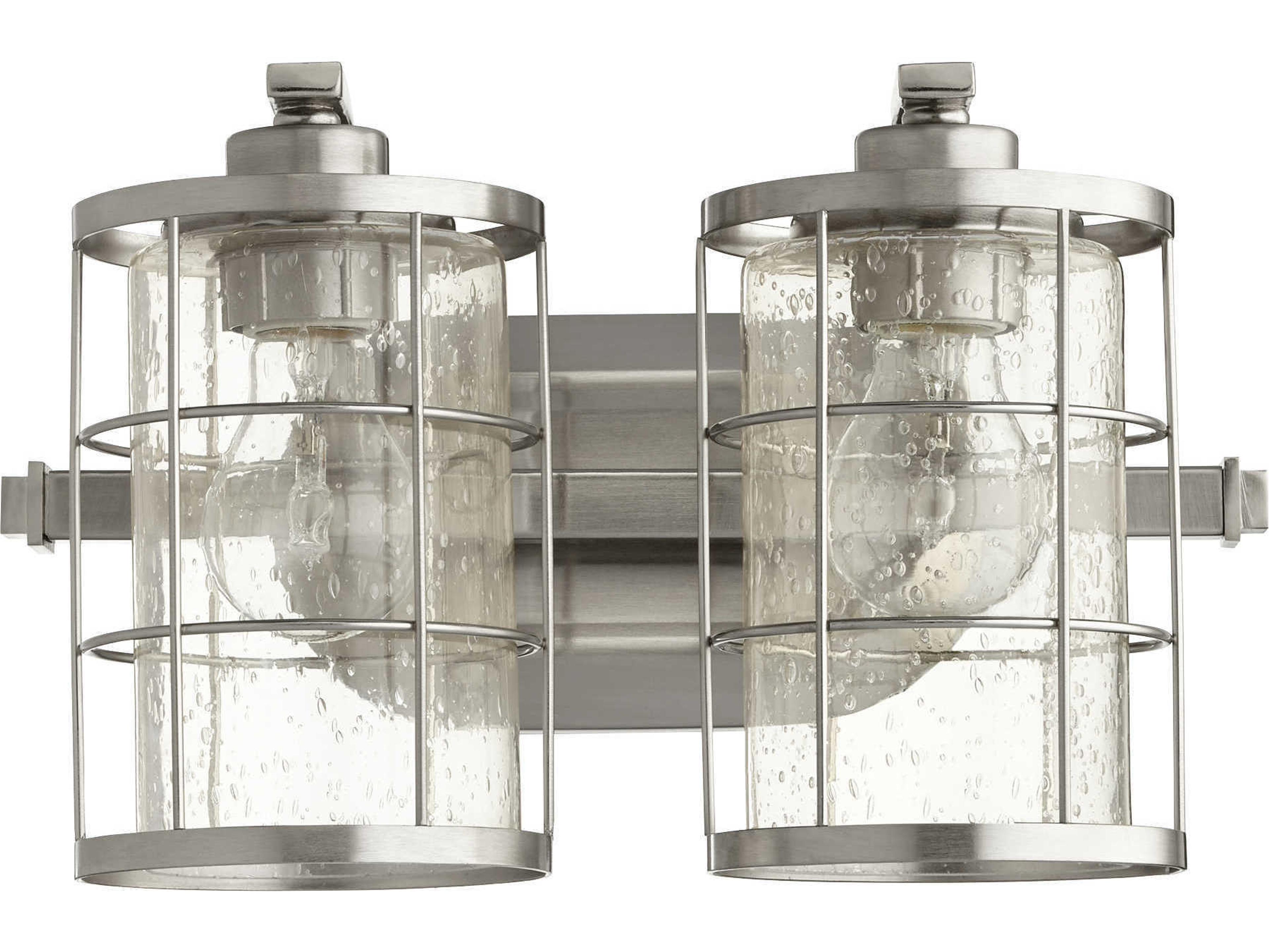Ellis 2-Light Satin Nickel Glass Vanity Light