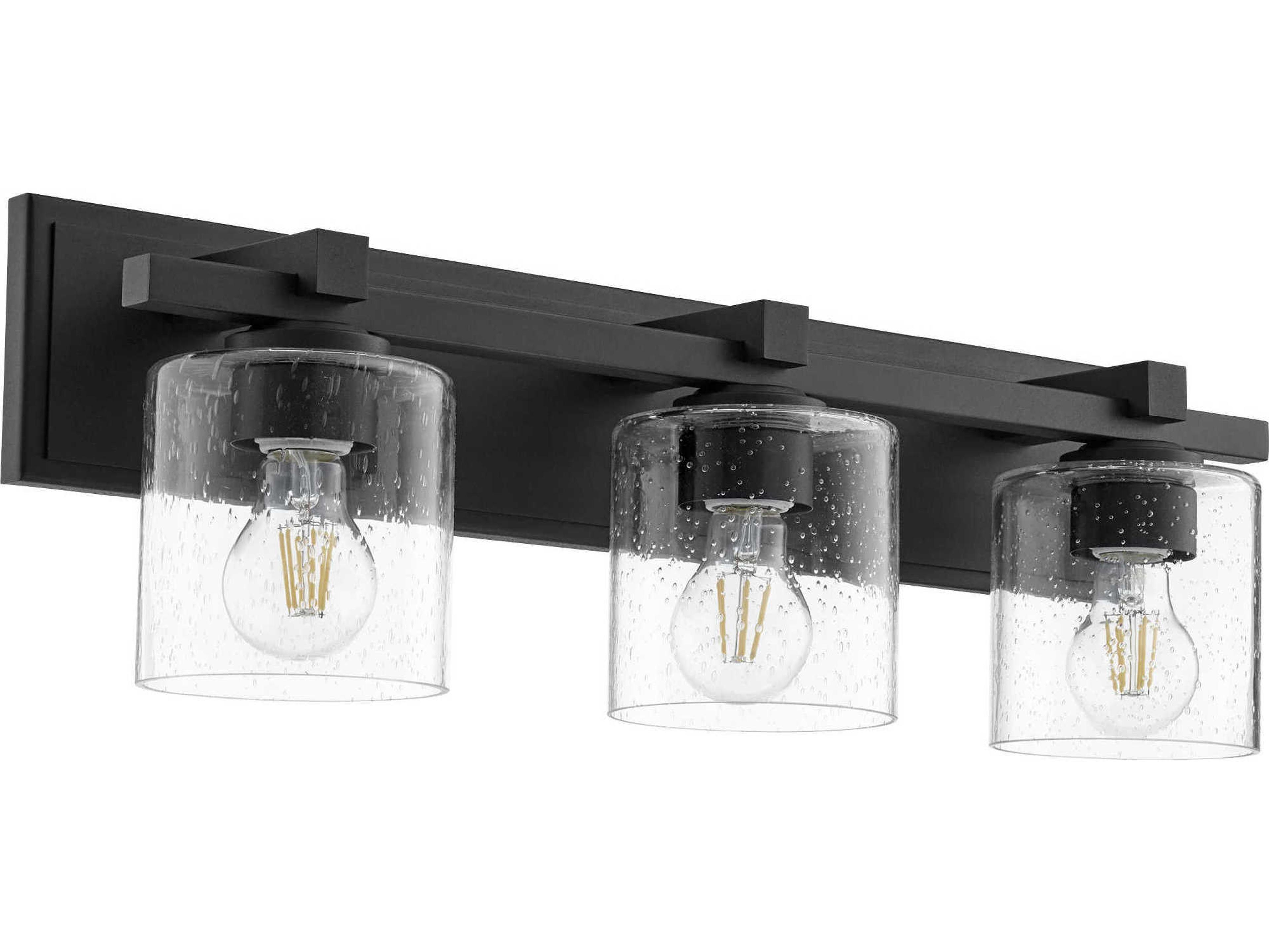 Quorum 3-Light Noir With Clear Seeded Glass Vanity Light