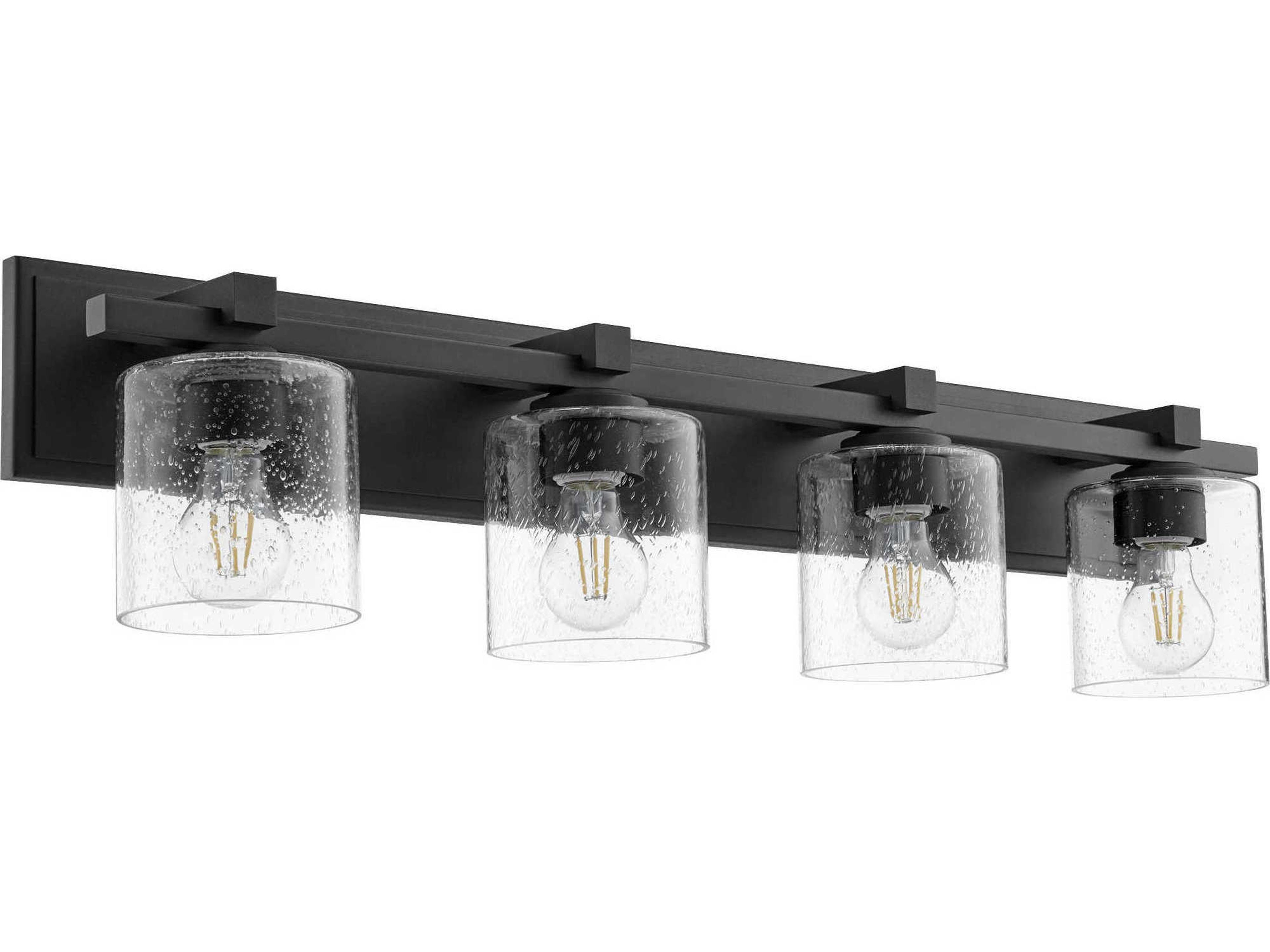 Quorum 4-Light Noir With Clear Seeded Glass Vanity Light