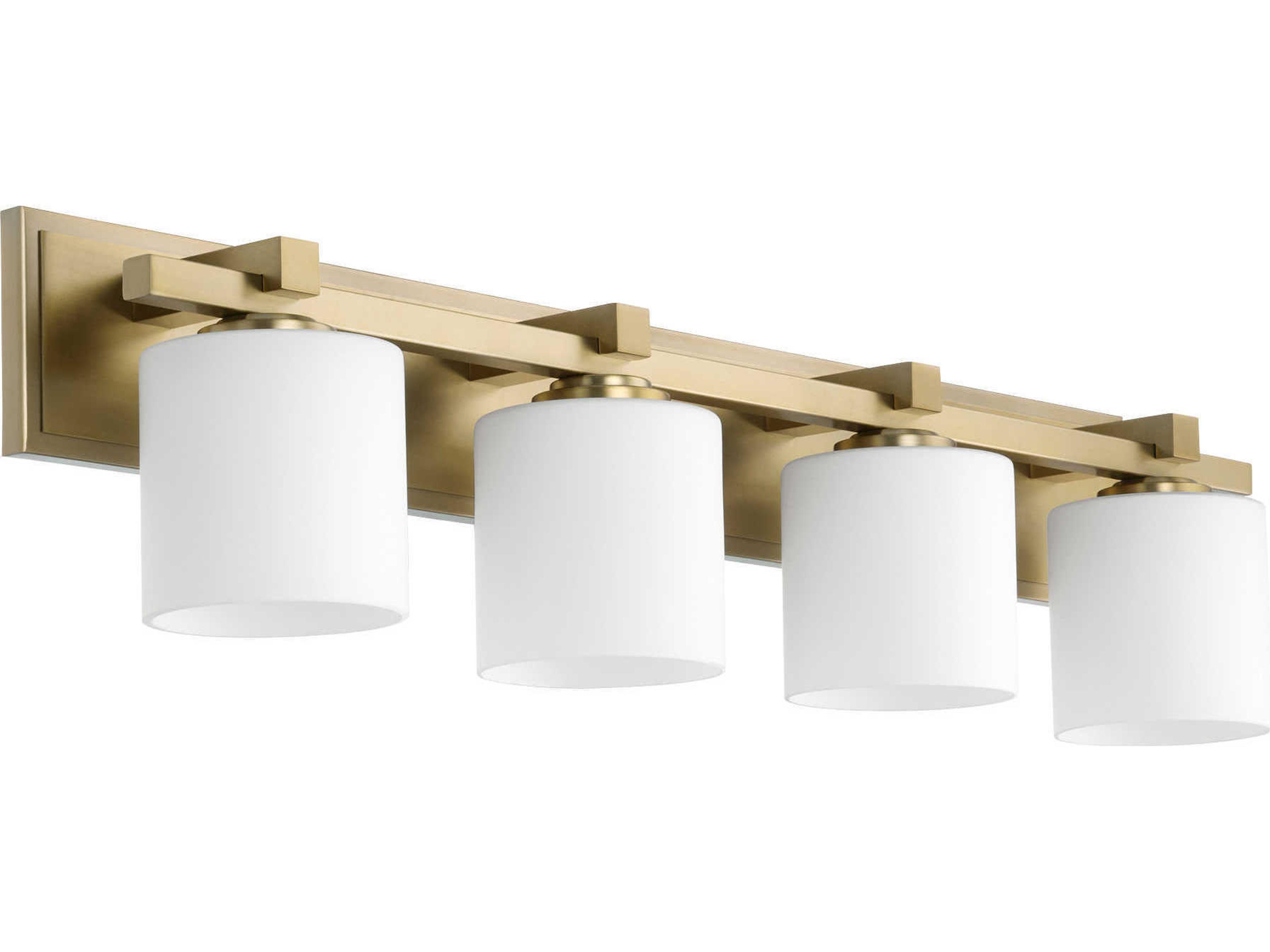 Quorum 4-Light Aged Brass Glass Vanity Light