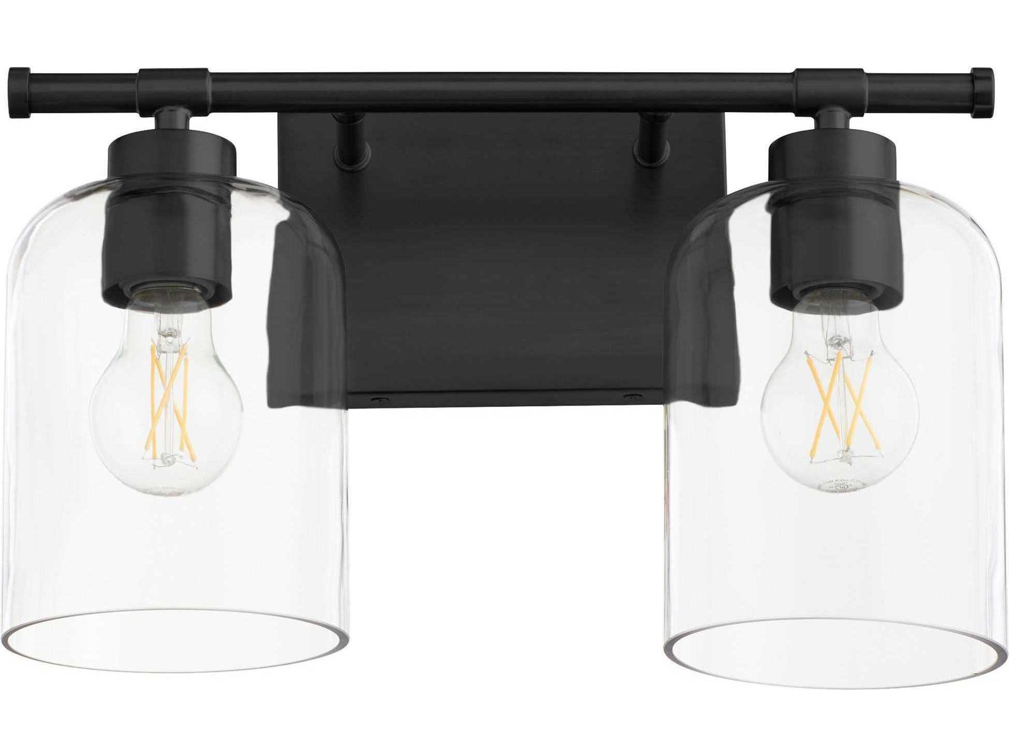 Tribute 2-Light Matte Black Glass Vanity Light