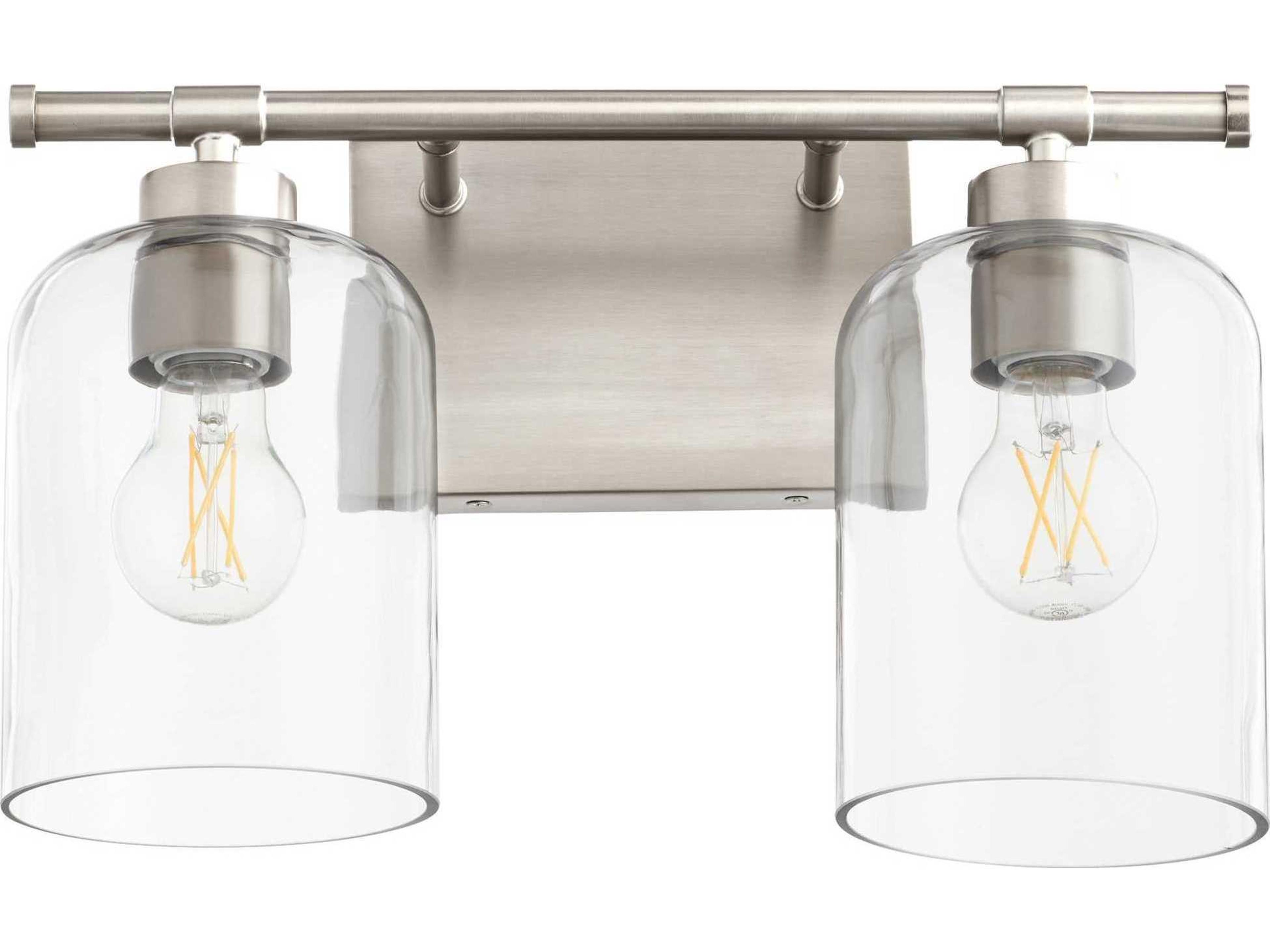 Tribute 2-Light Satin Nickel Glass Vanity Light