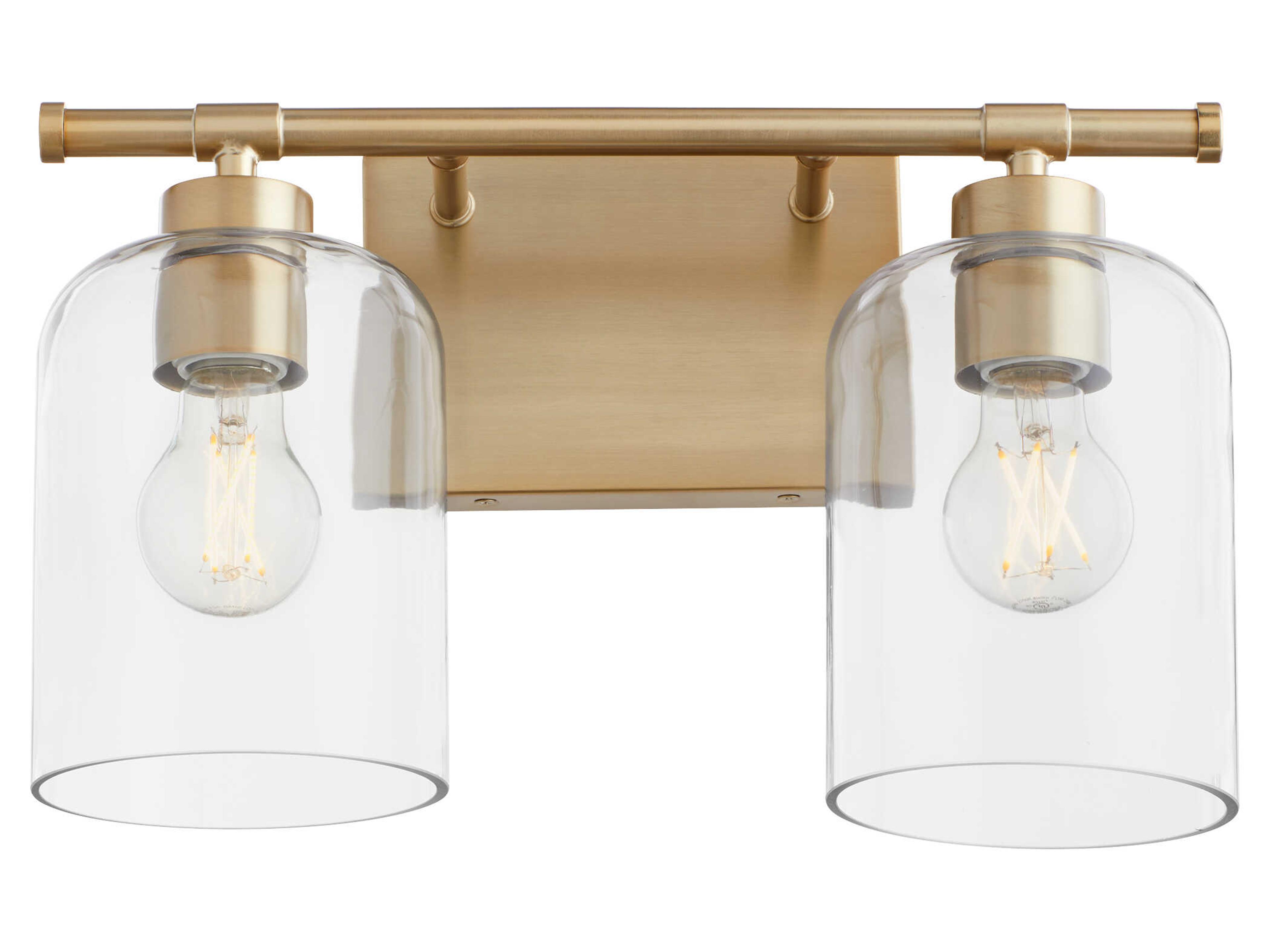 Quorum Tribute 2-Light Aged Brass Glass Vanity Light