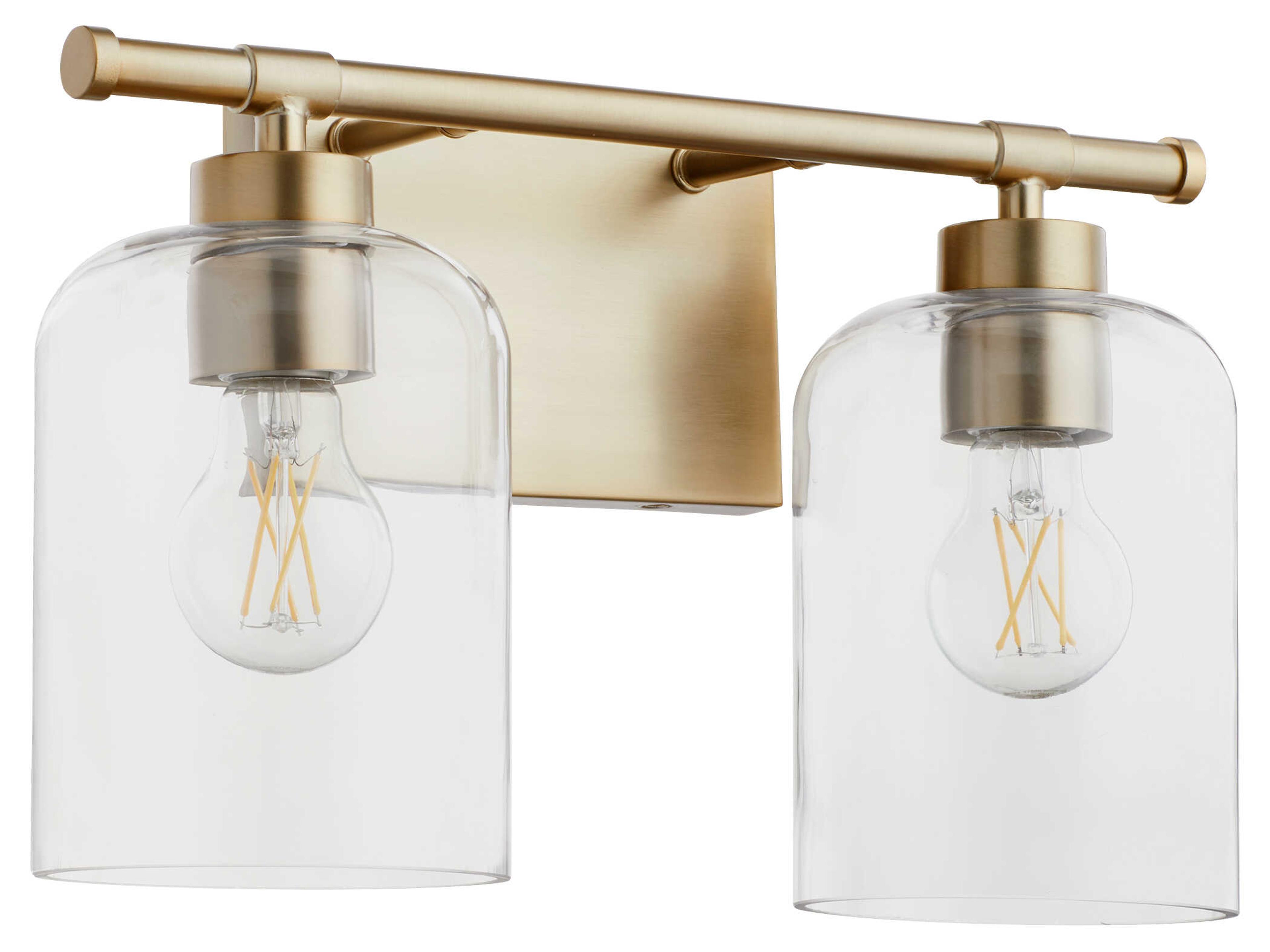 Quorum Tribute 2-Light Aged Brass Glass Vanity Light