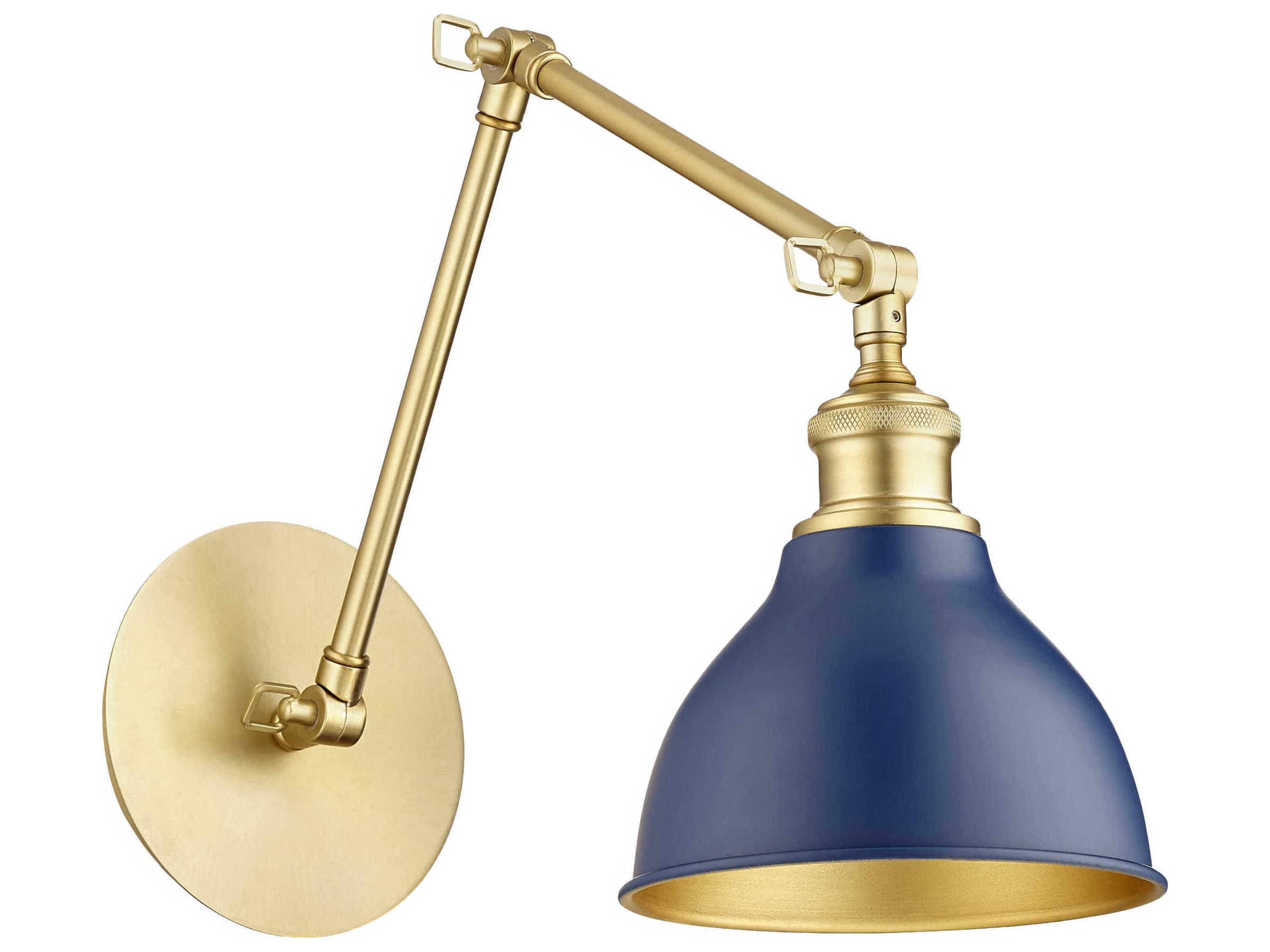 Aged Brass with Blue 1 - Light Swing Arm Light