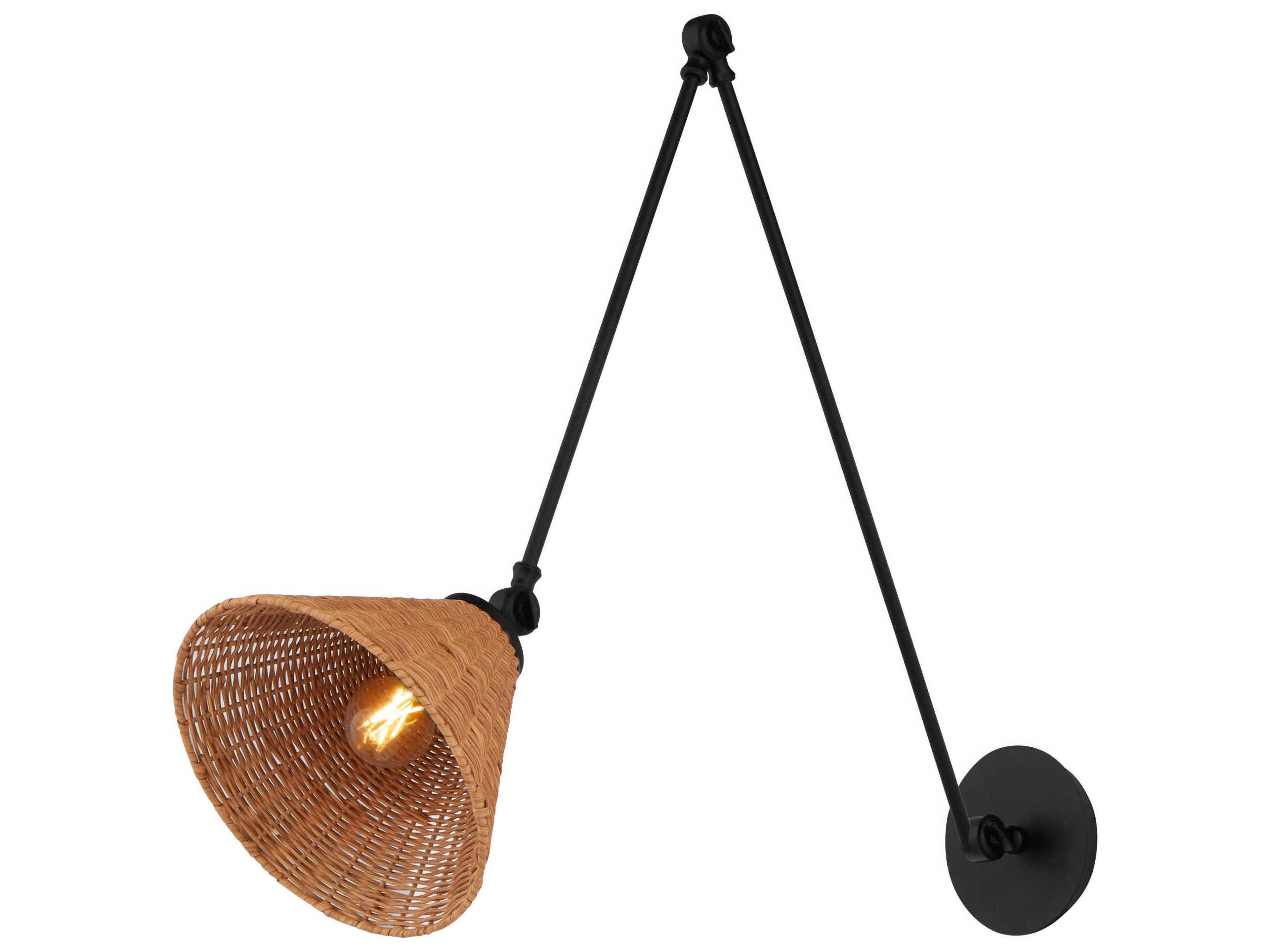 Quorum 1-Light Matte Black Swing Wall Sconce