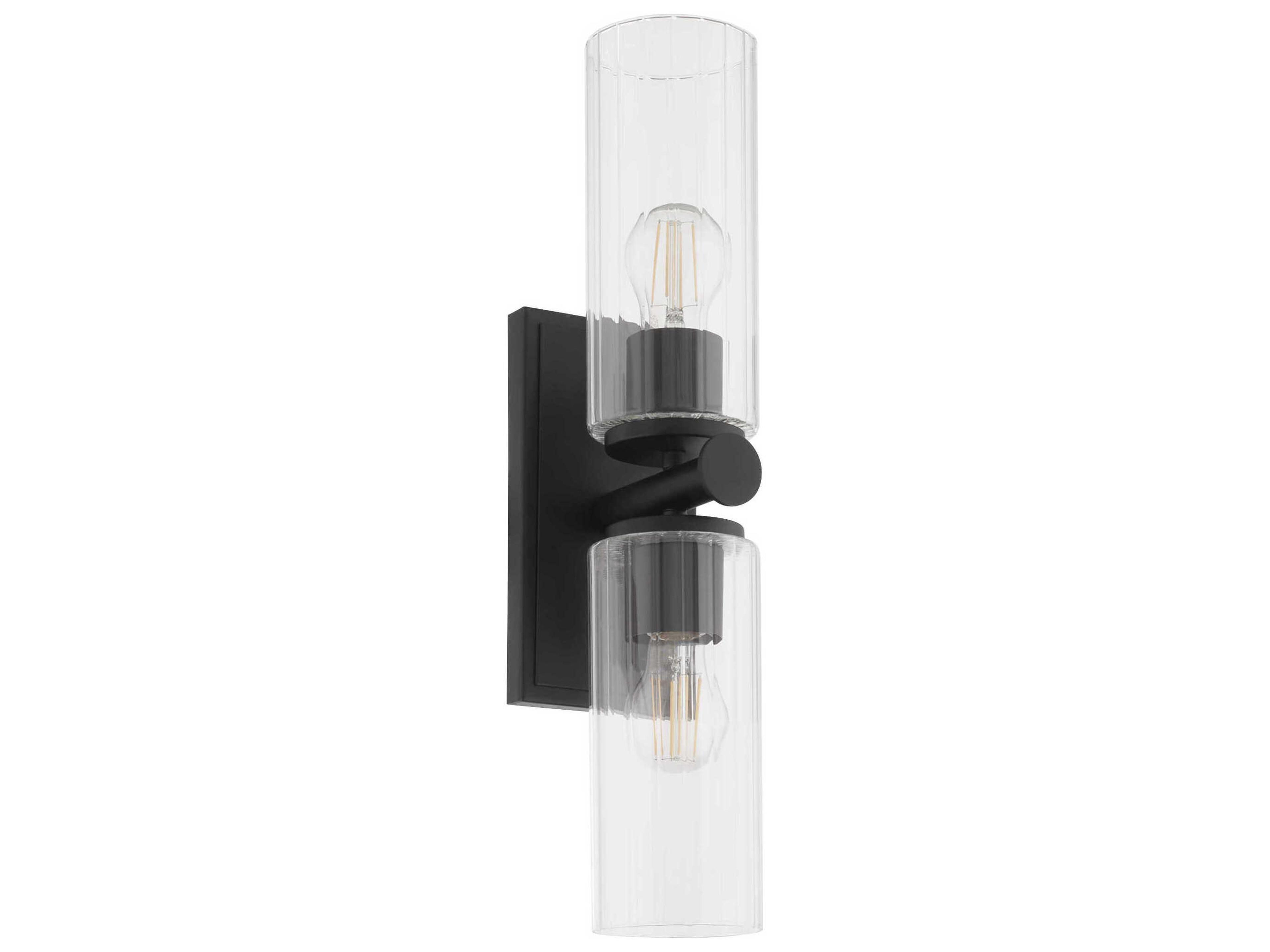 Mercier 2-Light Matte Black Vanity Light