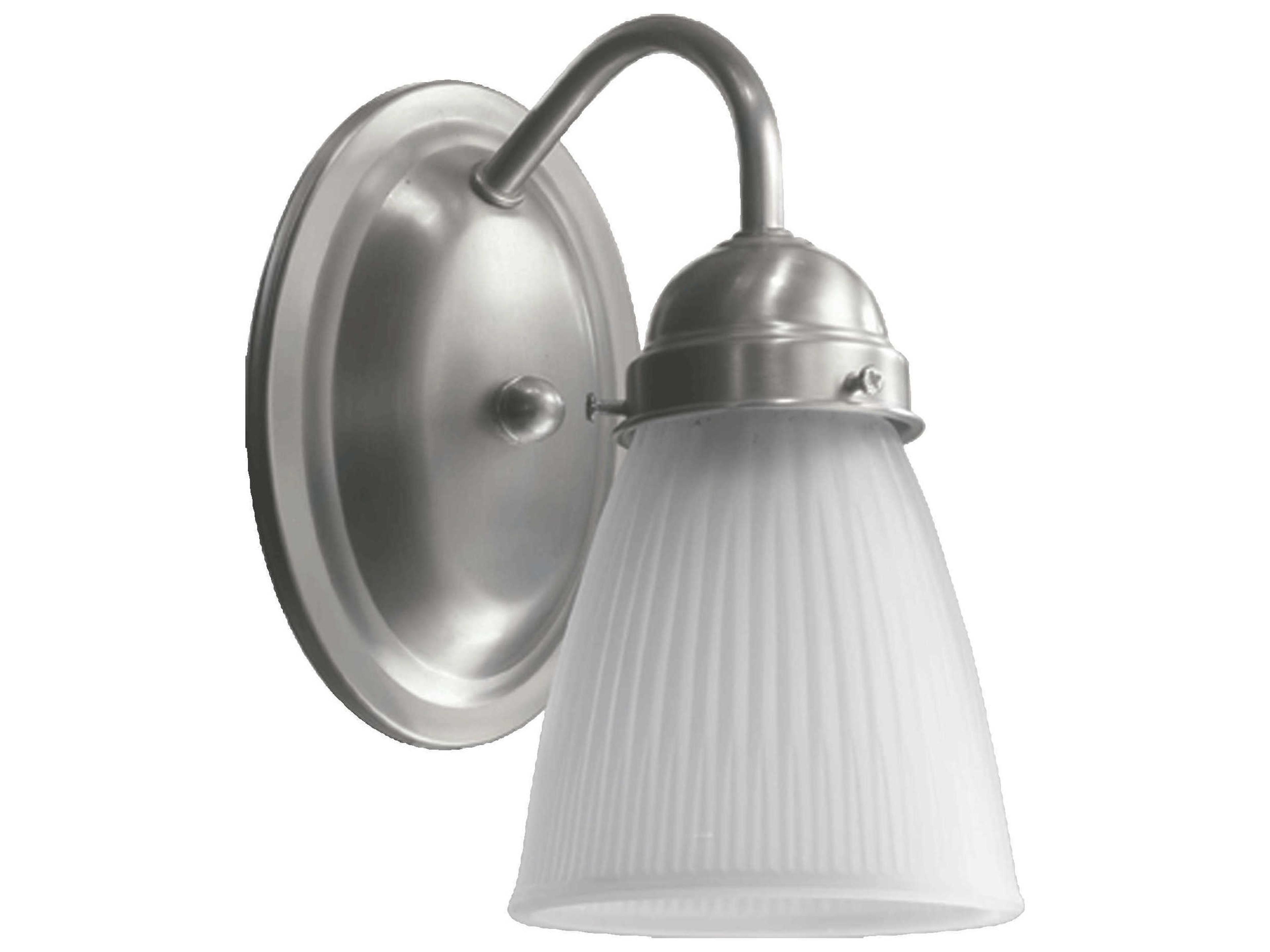 1-Light Satin Nickel Glass Vanity Light