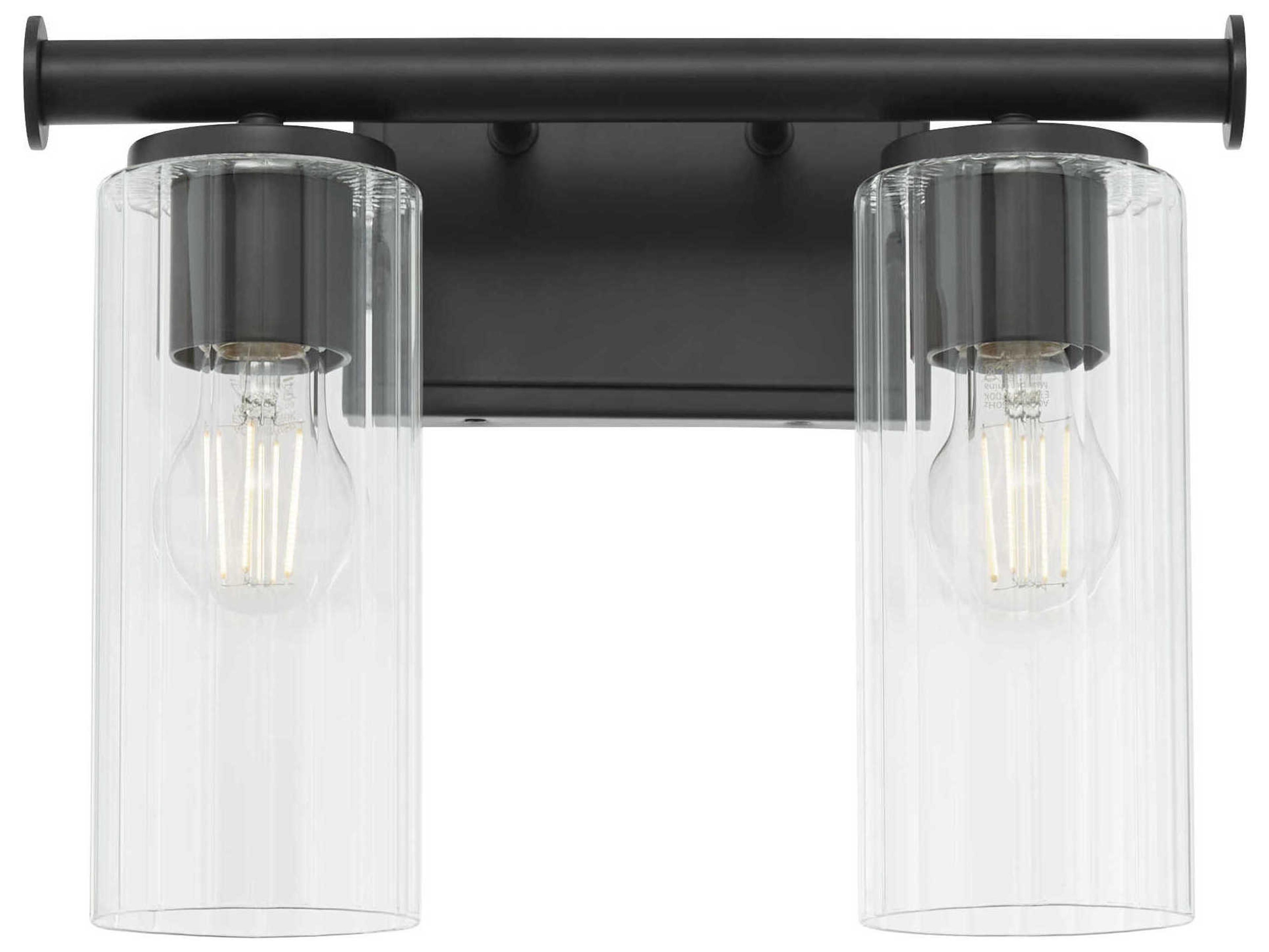 Mercier 2-Light Matte Black Vanity Light