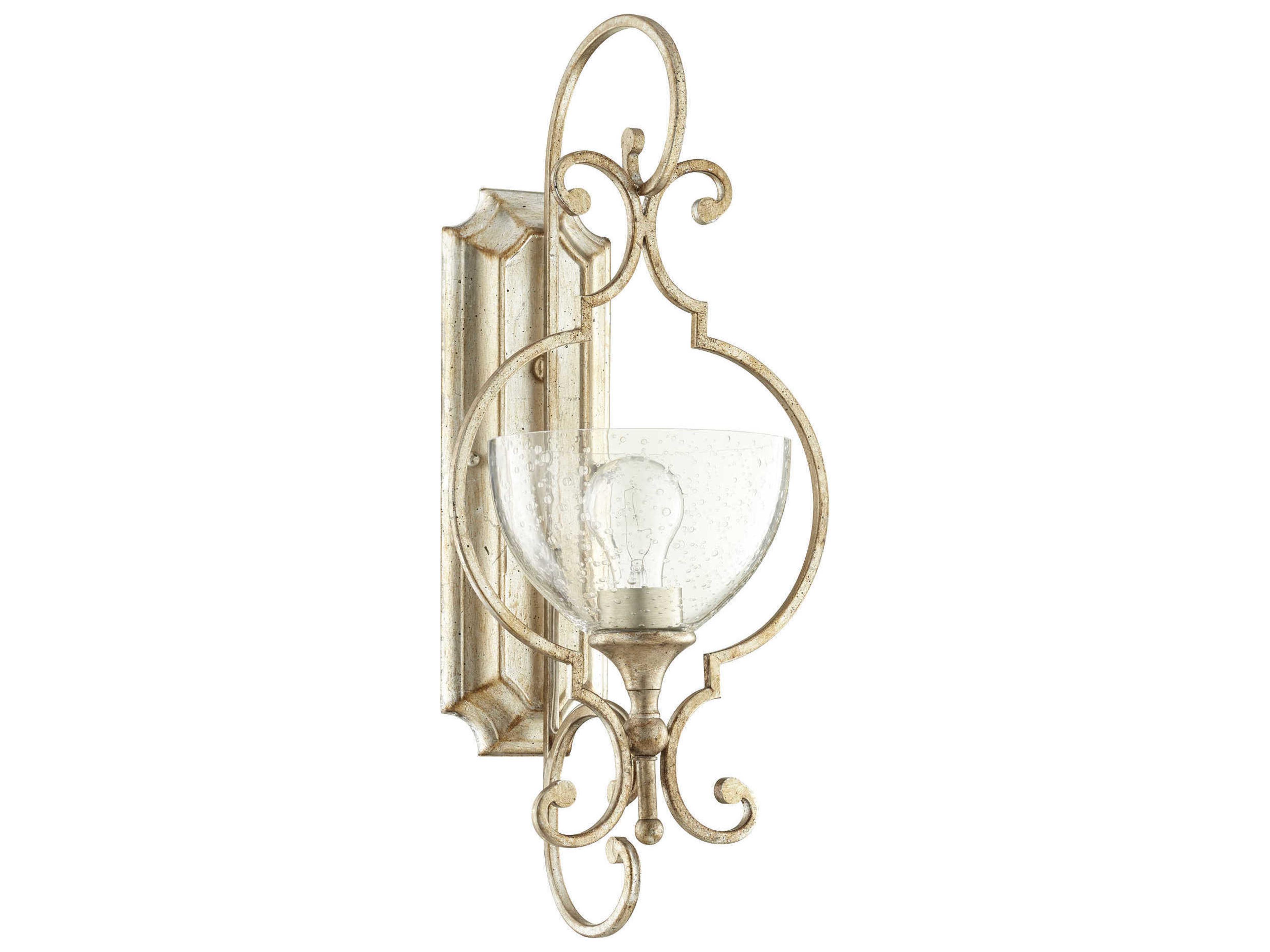 Ansley 1-Light Aged Silver Leaf Glass Vanity Light