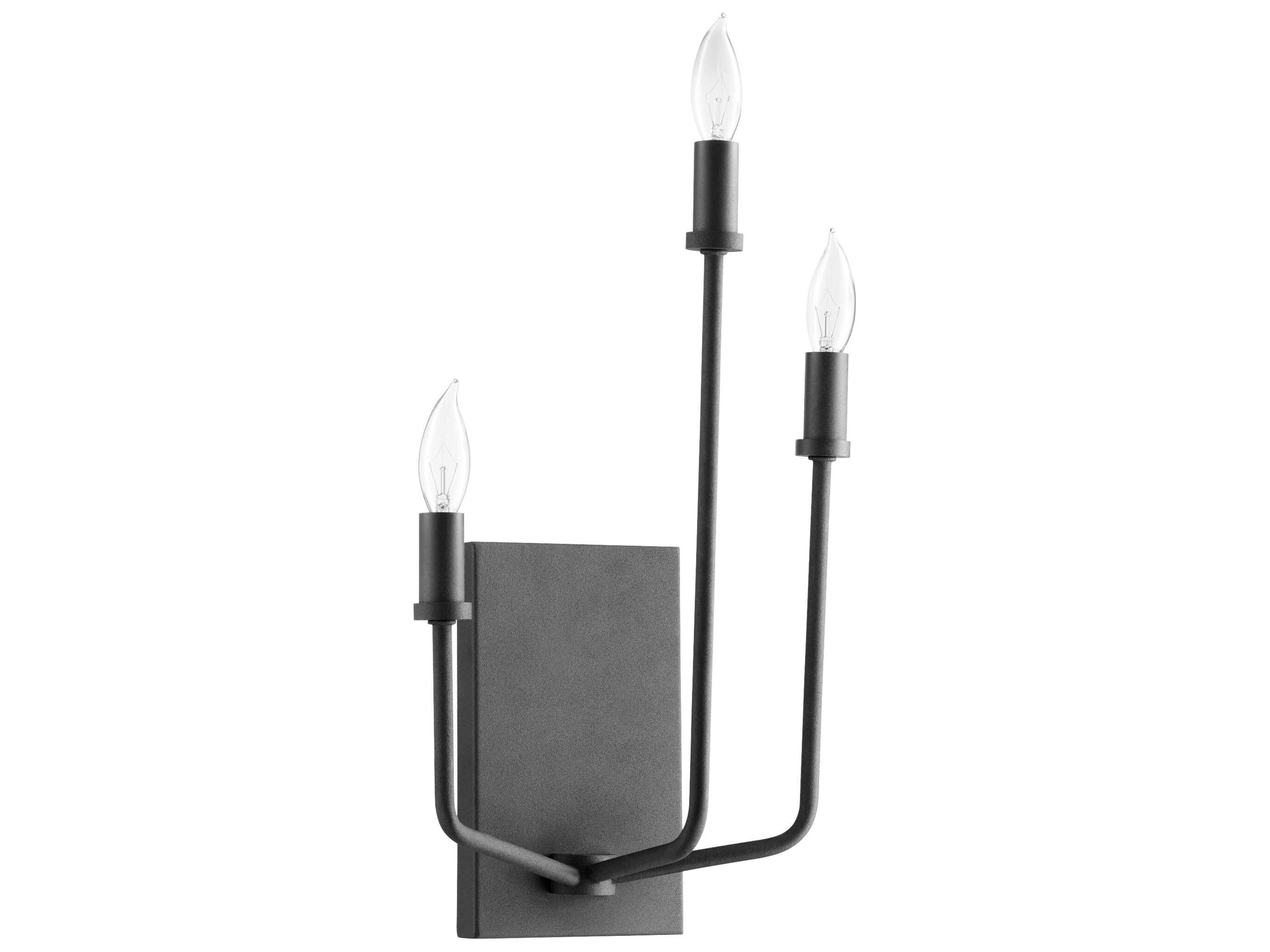 Quorum Harmony 3-Light Textured Black Aged Brass Glass Wall Sconce