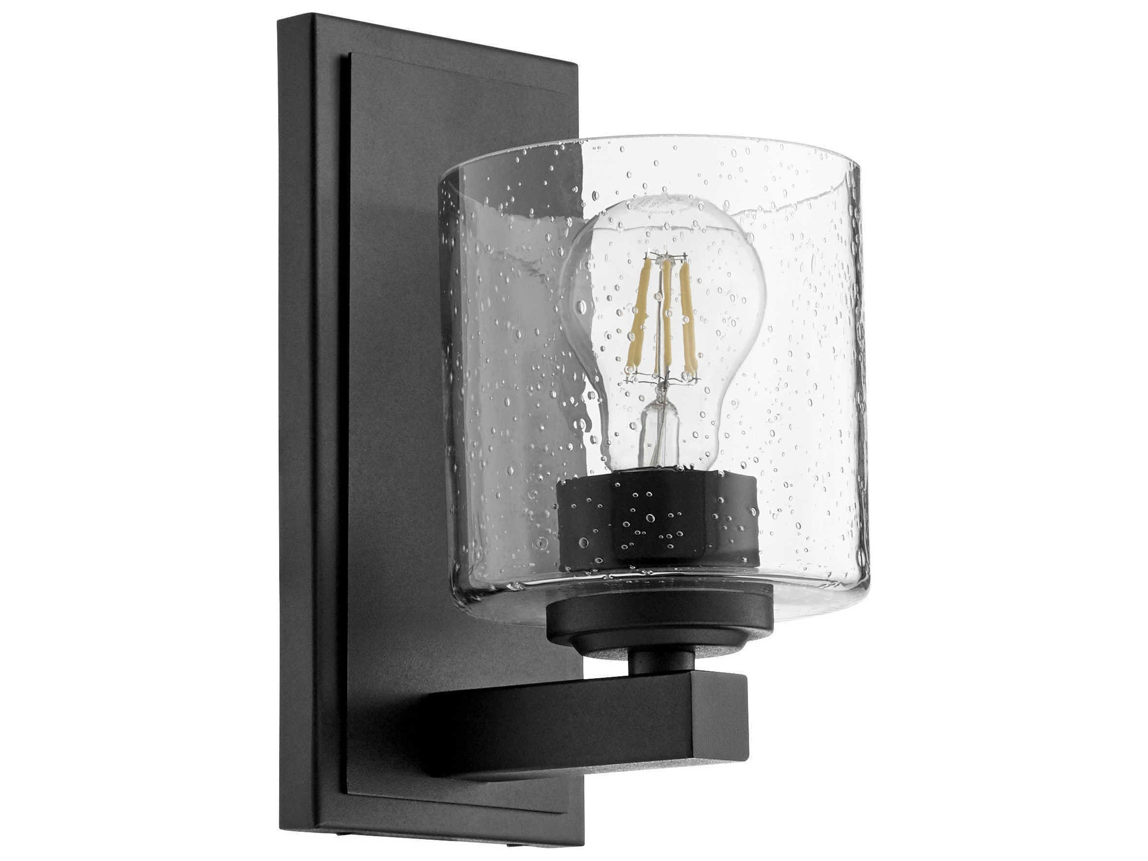 1-Light Noir With Clear Seeded Glass Wall Sconce