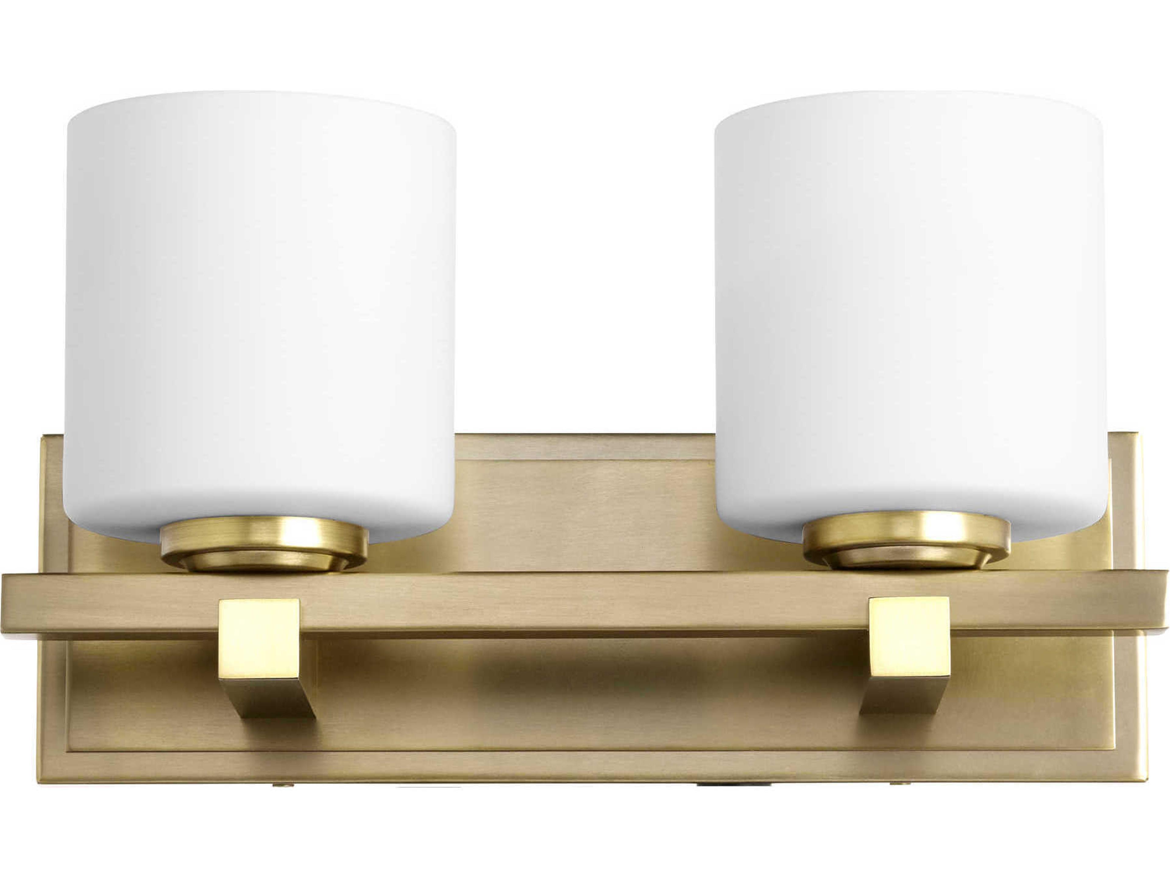 2-Light Aged Brass Glass Vanity Light