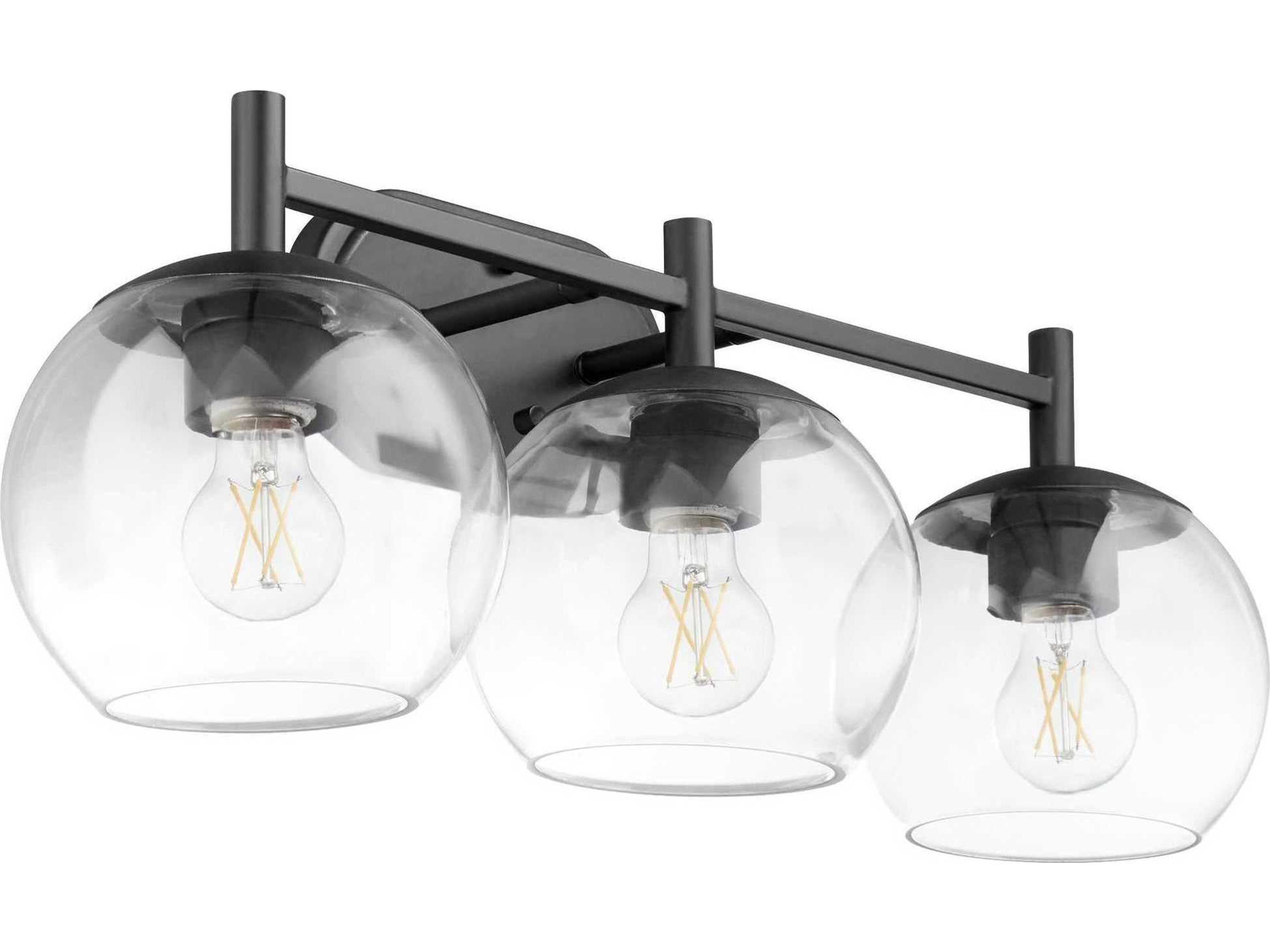 Lyon 3-Light Matte Black Glass Vanity Light