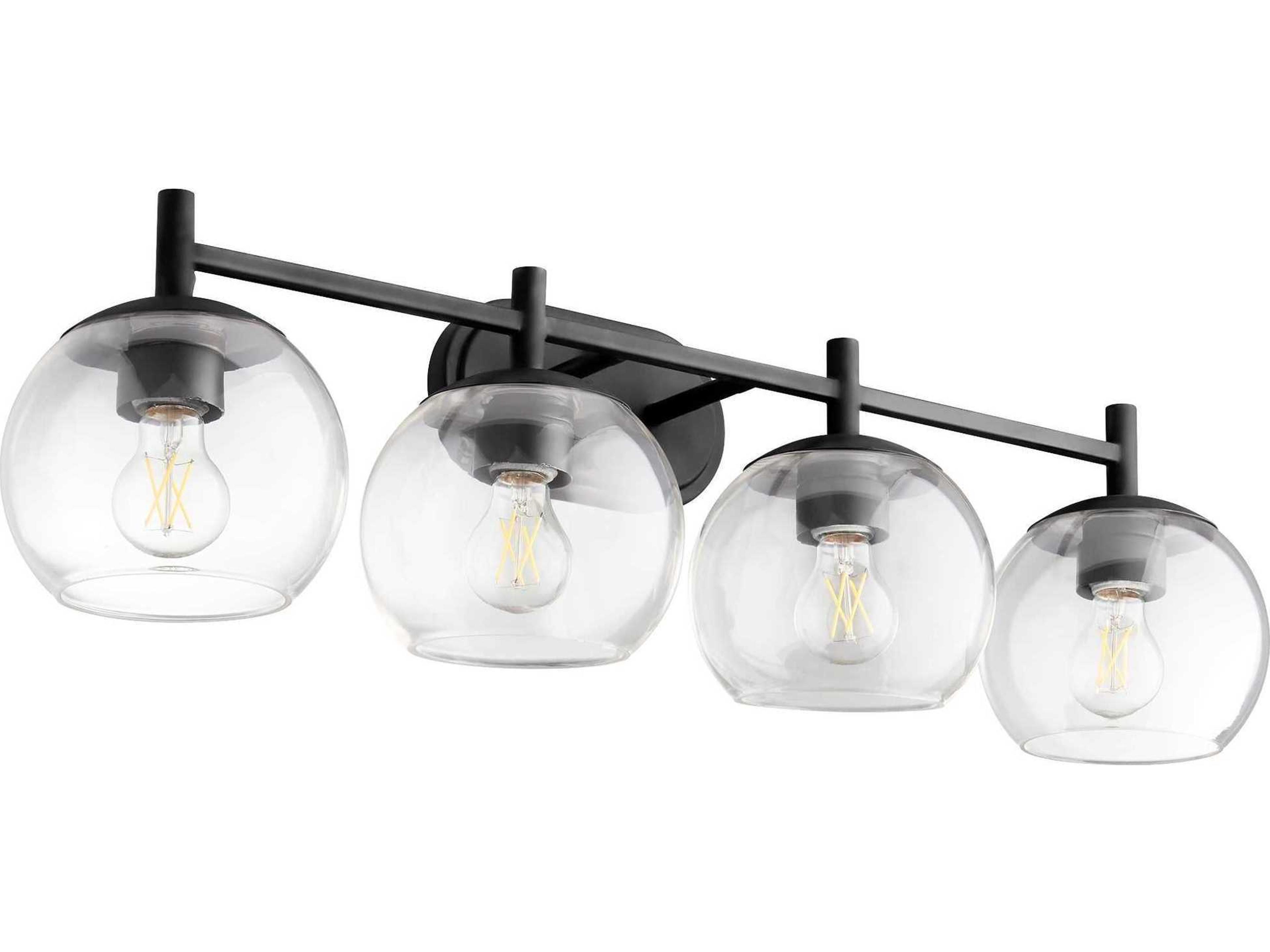 Lyon 4-Light Matte Black Glass Vanity Light