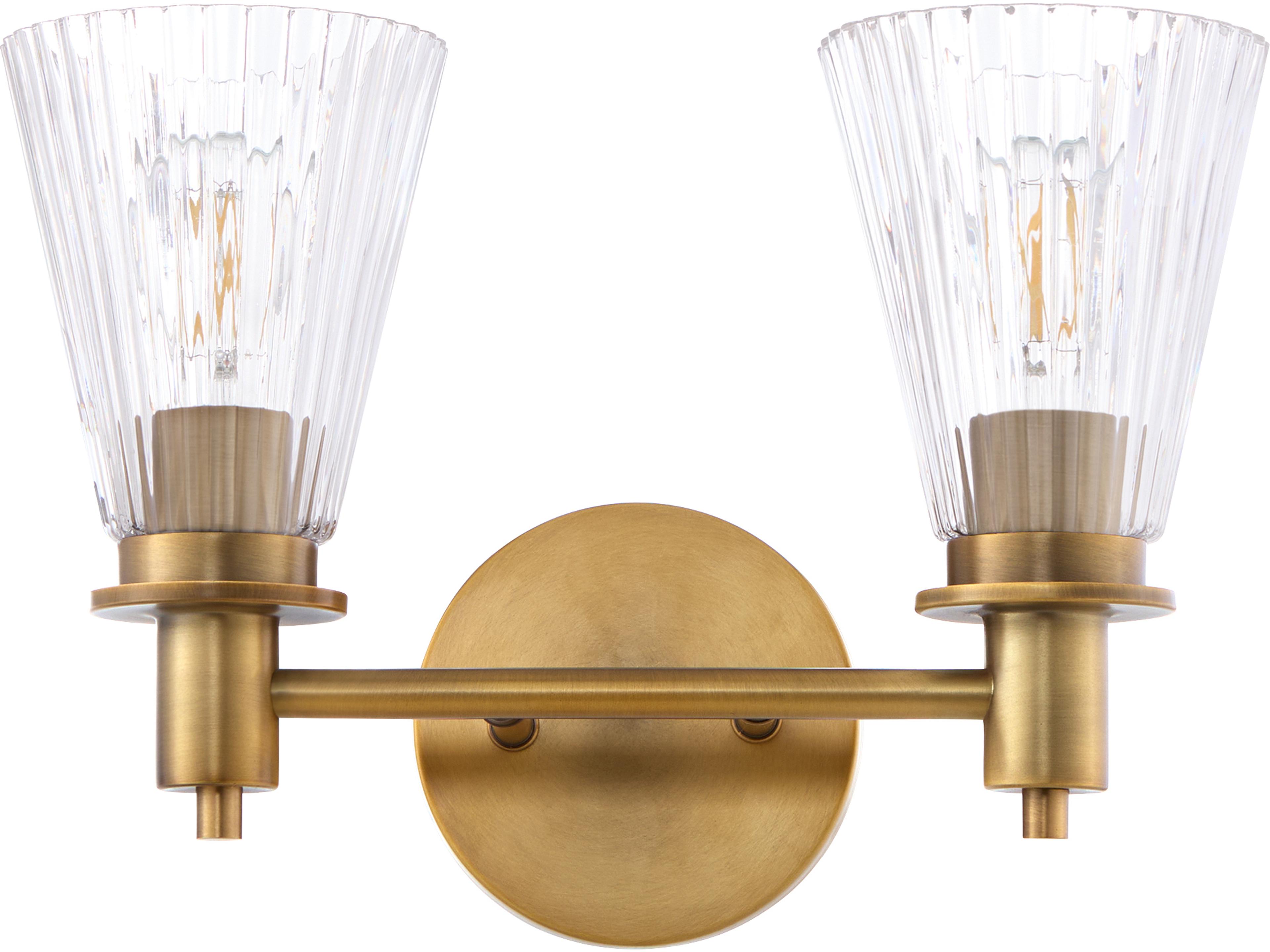 Quorum Lawton 2-Light Brushed Brass Vanity Light