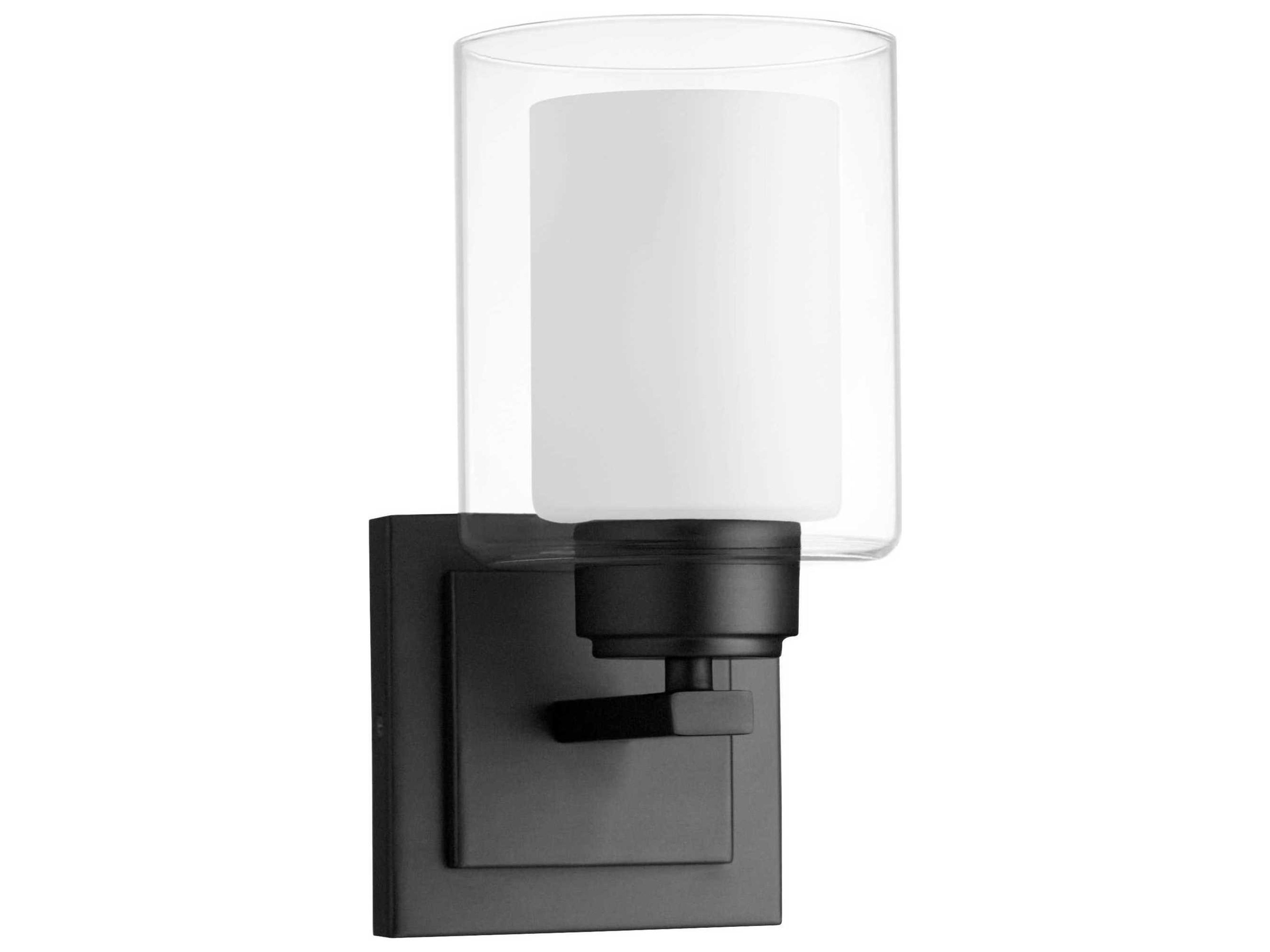 1-Light Matte Black Glass Wall Sconce
