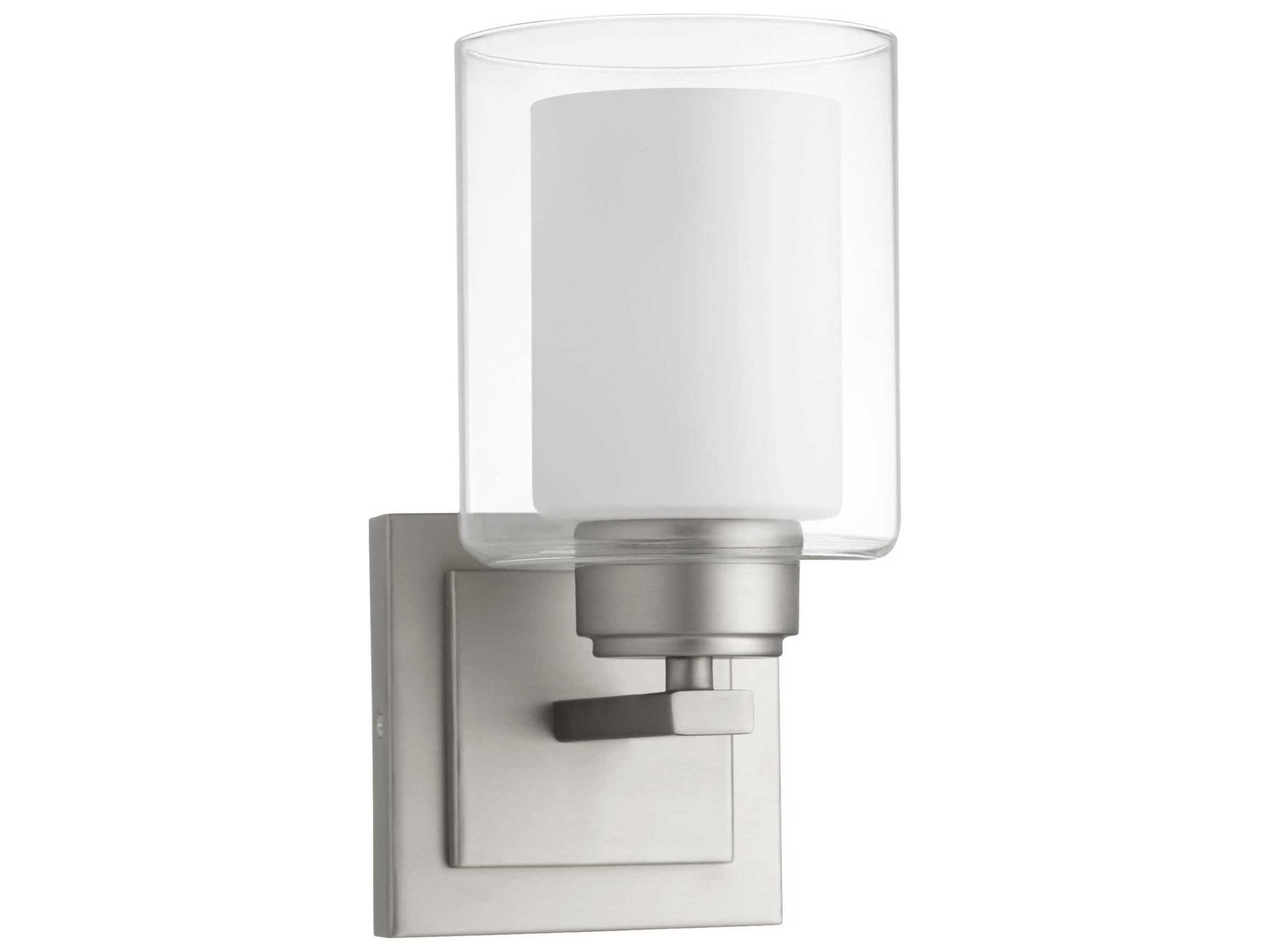 1-Light Satin Nickel Glass Wall Sconce