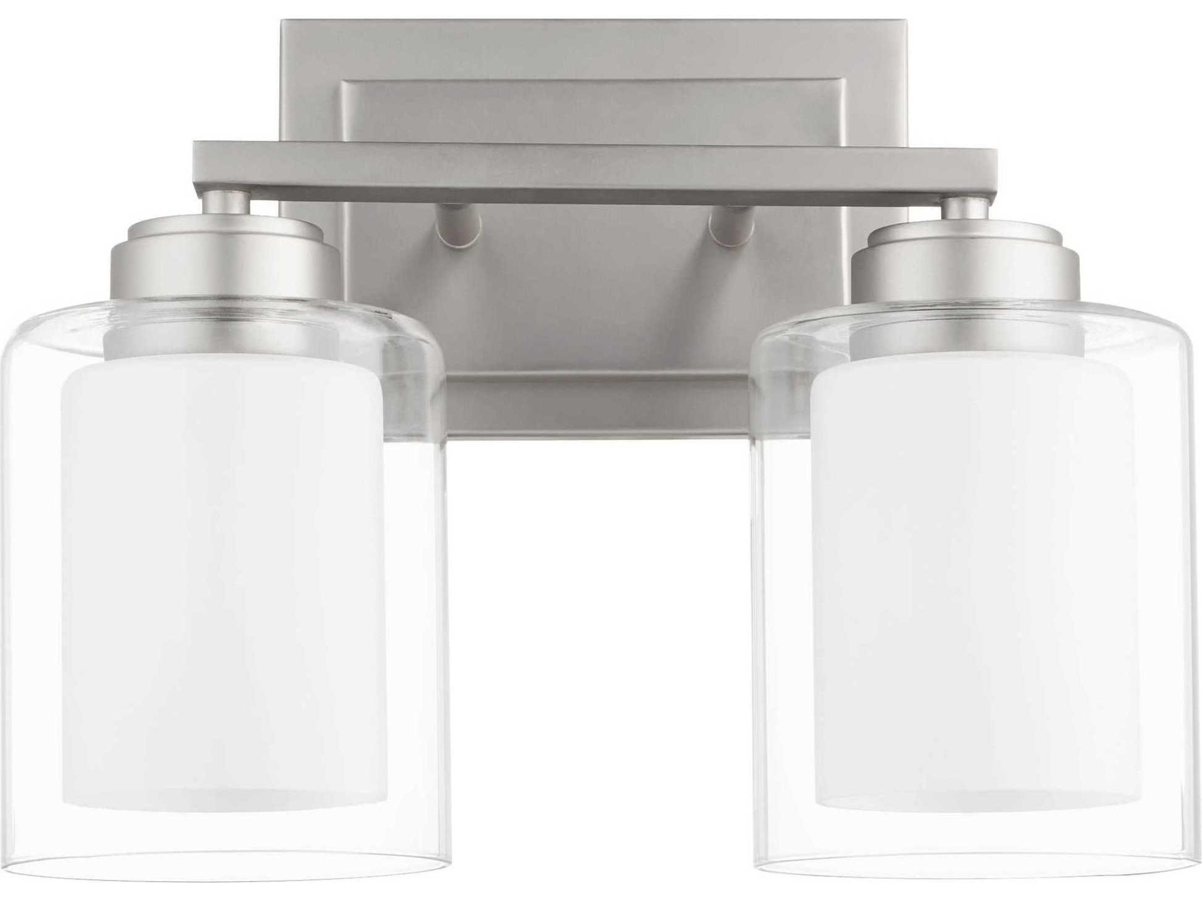 Quorum 2-Light Satin Nickel Glass Vanity Light