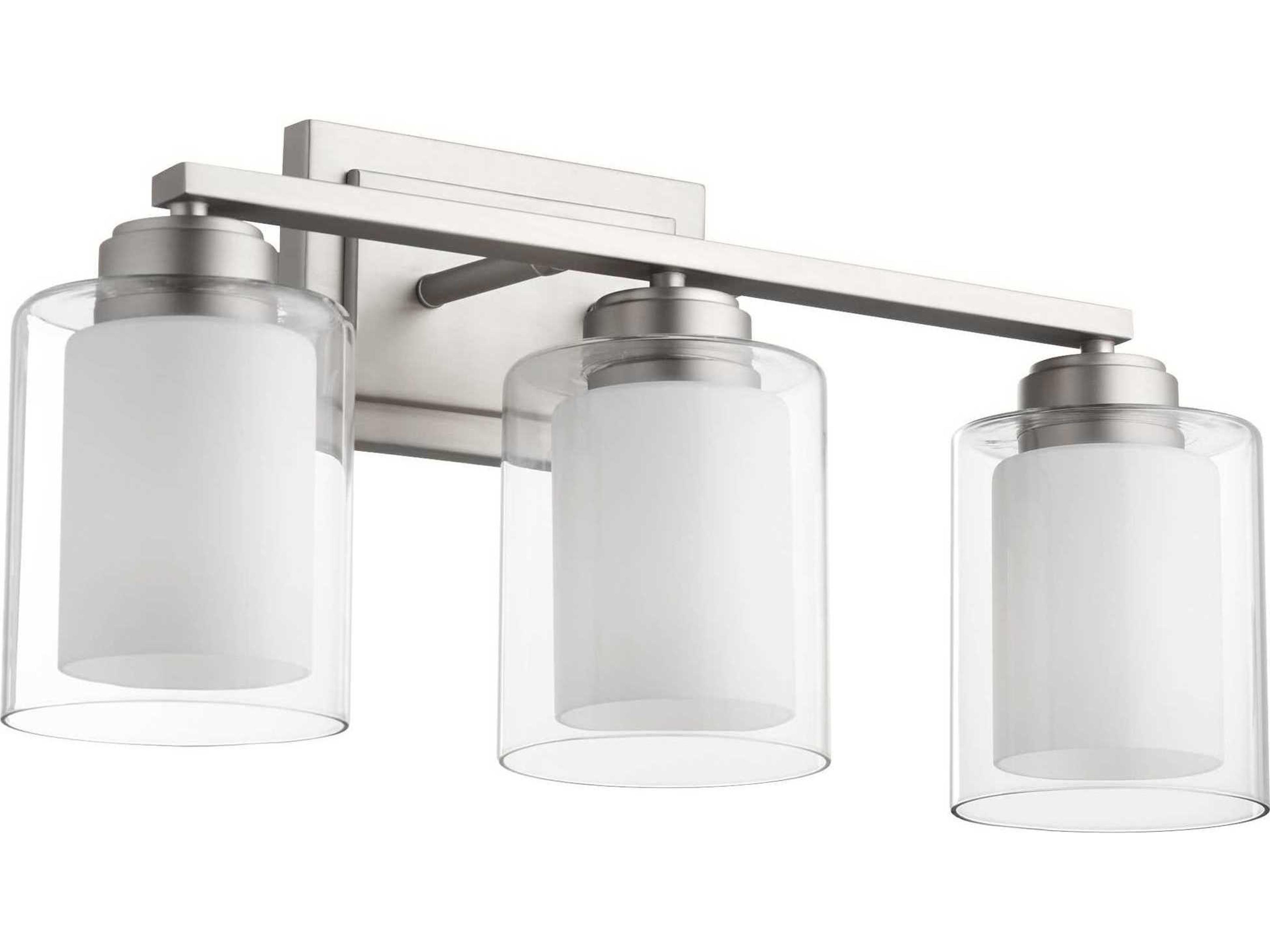 3-Light Satin Nickel Glass Vanity Light