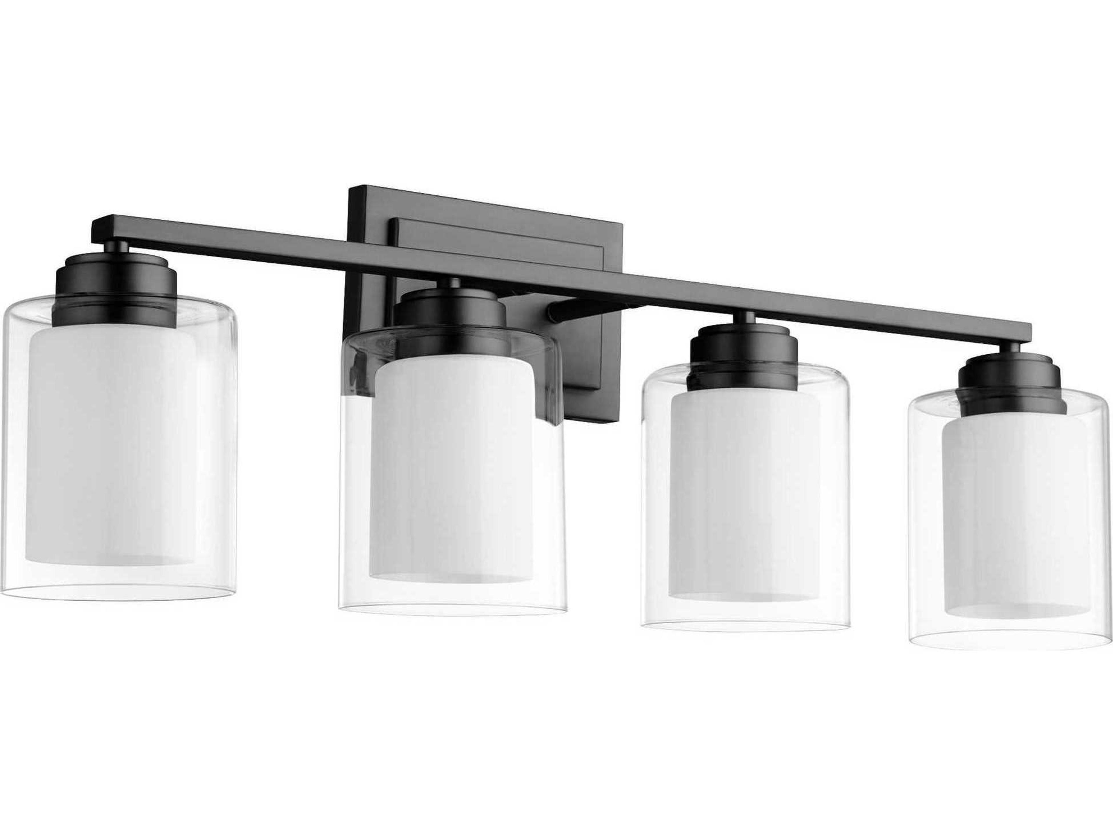 4-Light Matte Black Glass Vanity Light