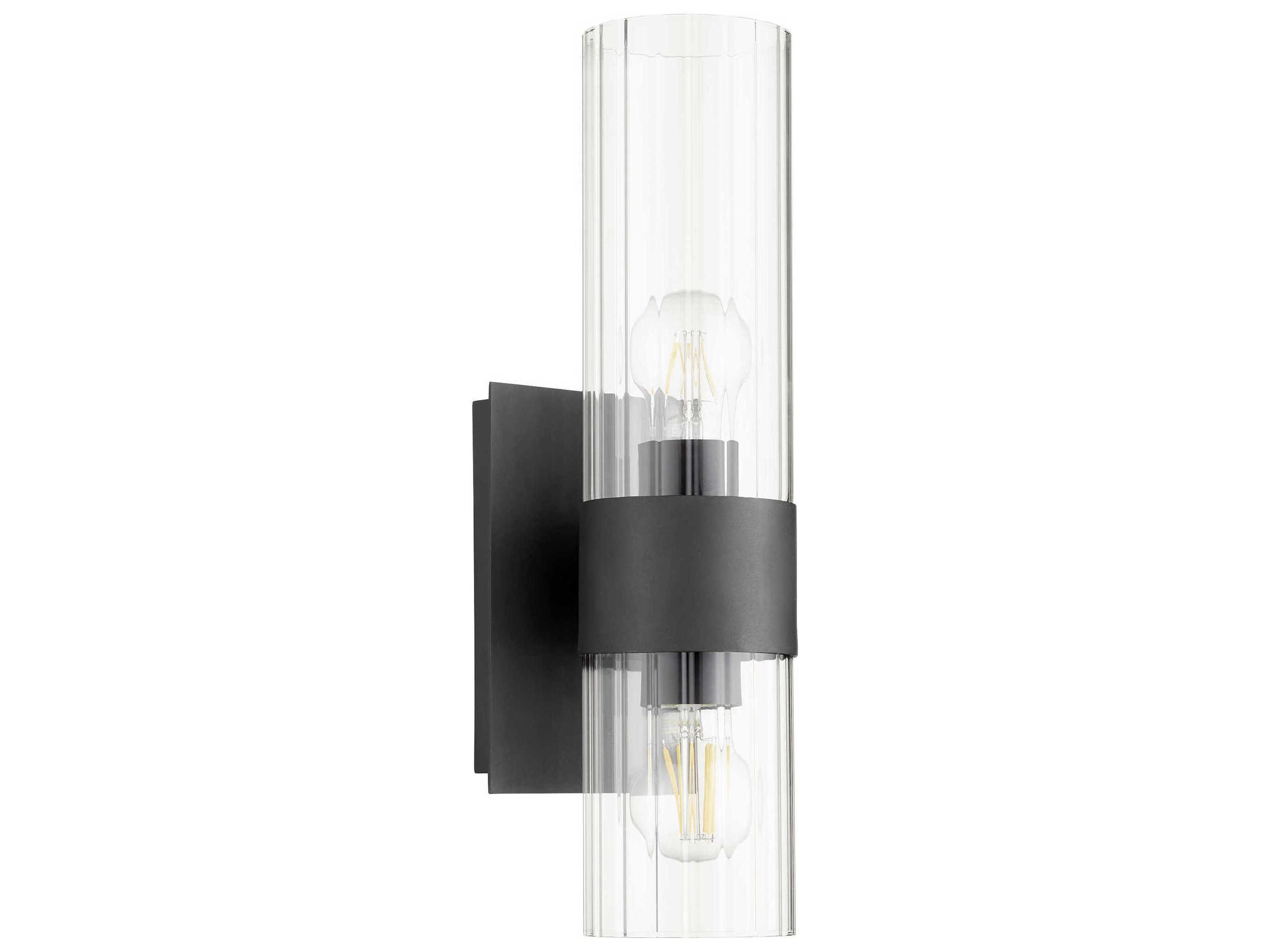 2-Light Noir Clear Wall Sconce
