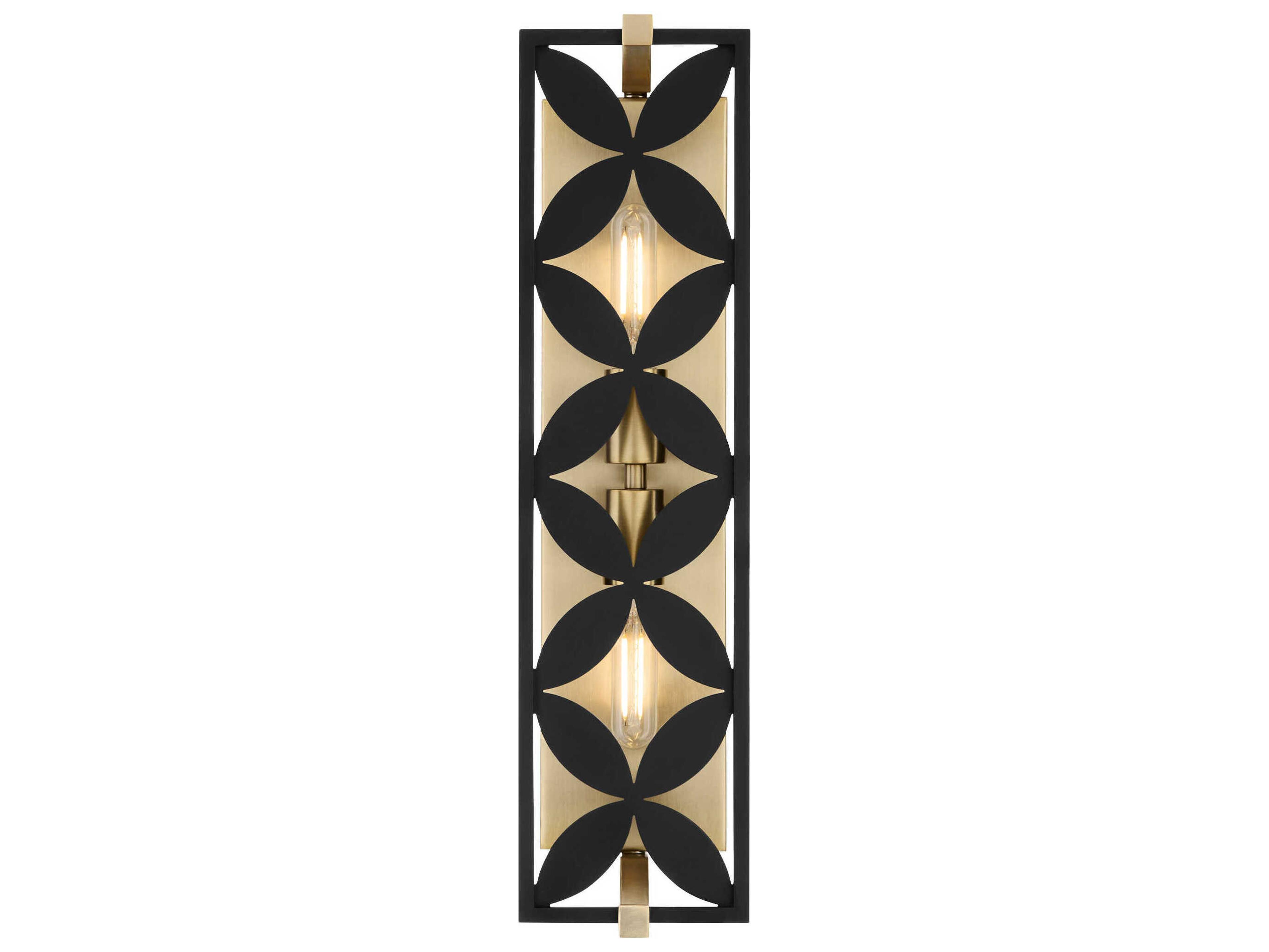 Quorum Mariposa 2-Light Matte Black Aged Brass Vanity Light