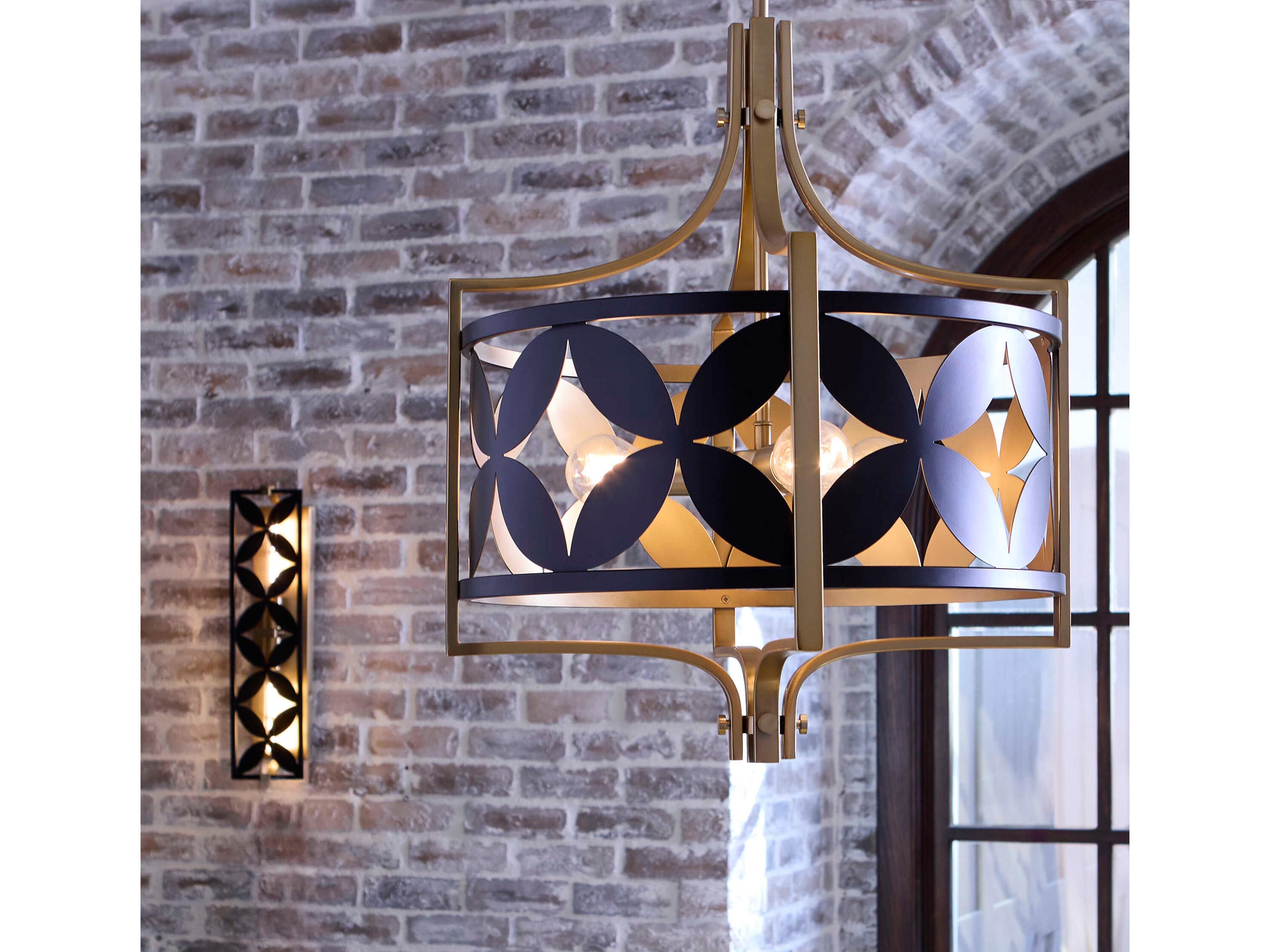 Quorum Mariposa 2-Light Matte Black Aged Brass Vanity Light