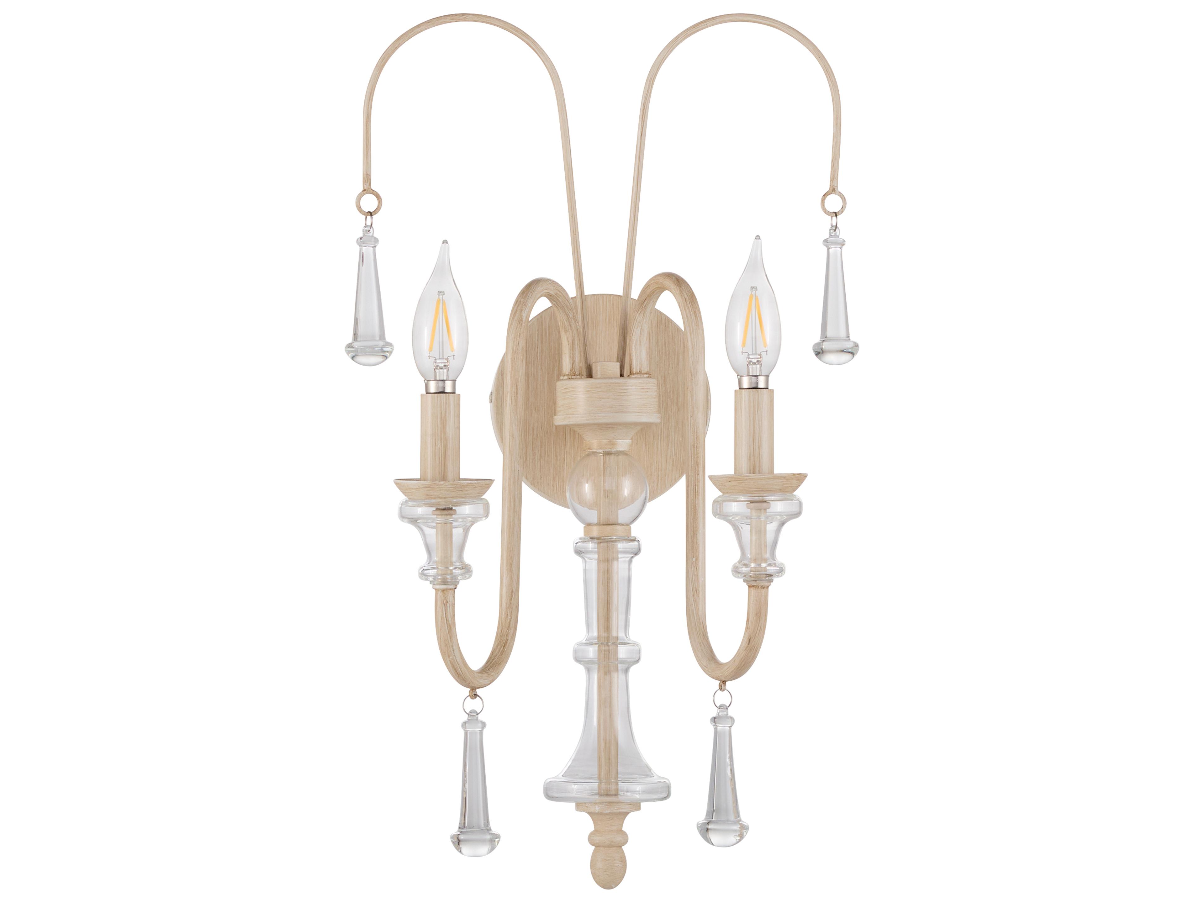 Clasica 2-Light Washed Oak Off White Traditional Wall Sconce