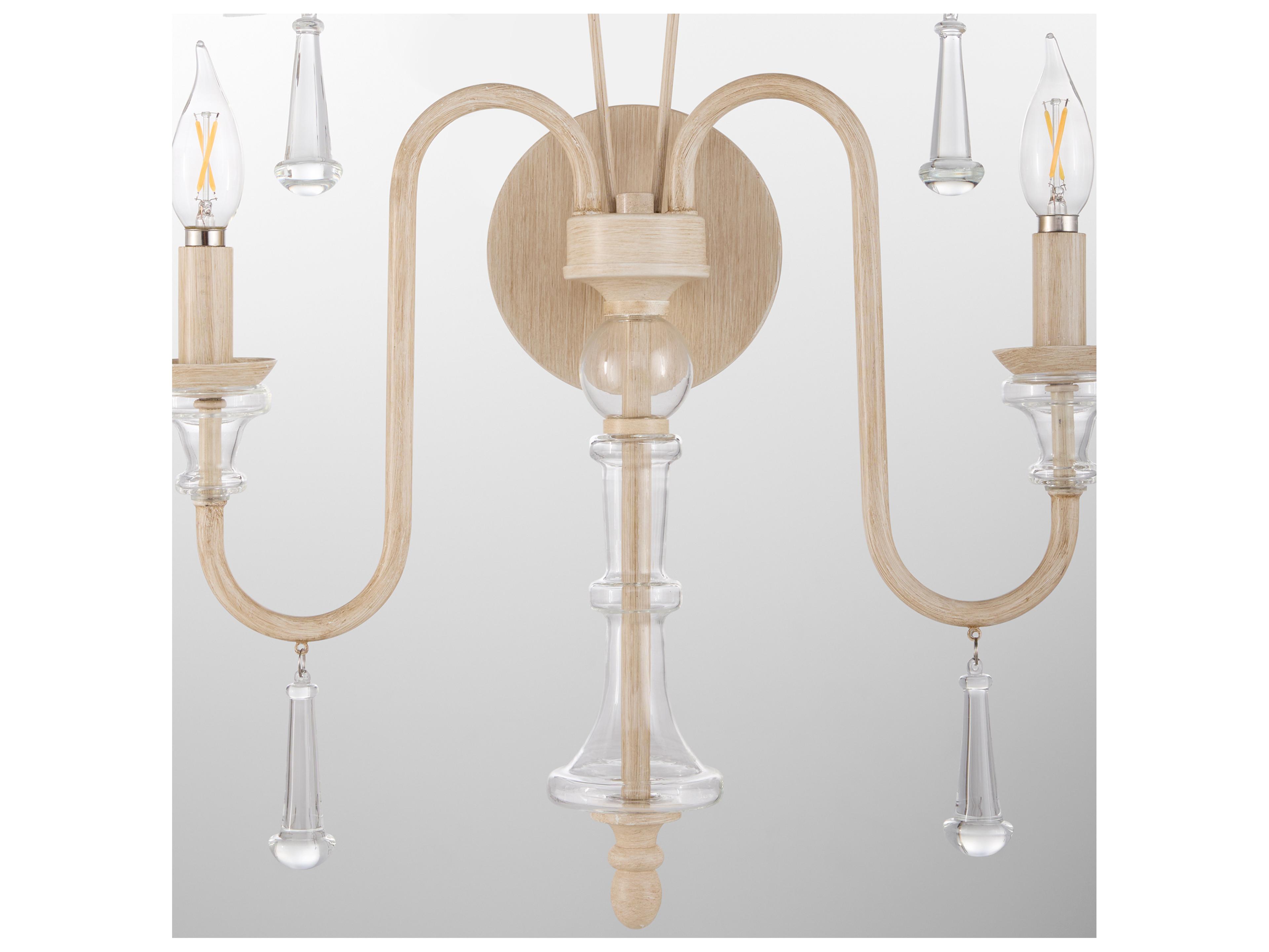 Quorum Clasica 2-Light Washed Oak Off White Traditional Wall Sconce