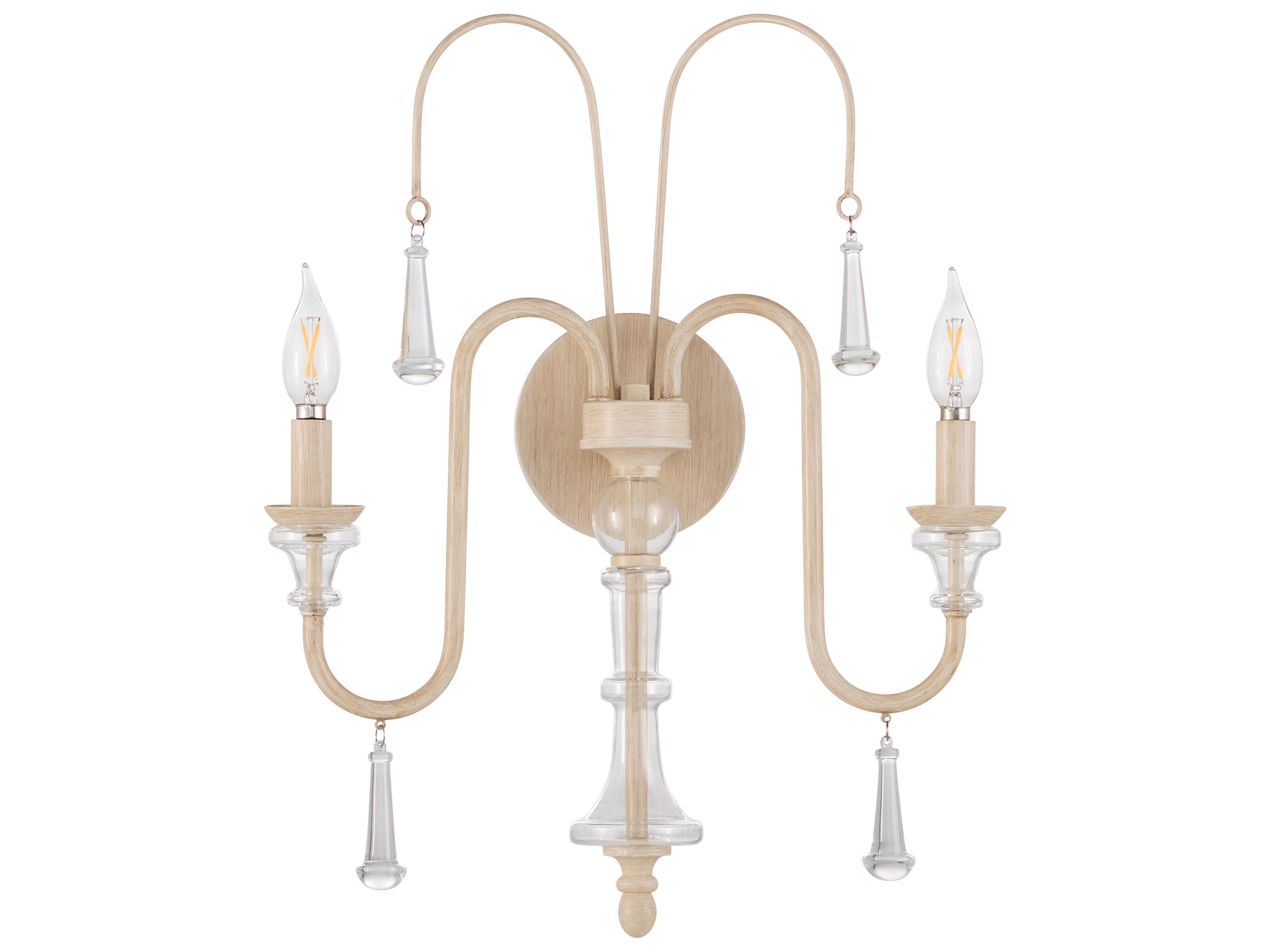 Quorum Clasica 2-Light Washed Oak Off White Traditional Wall Sconce